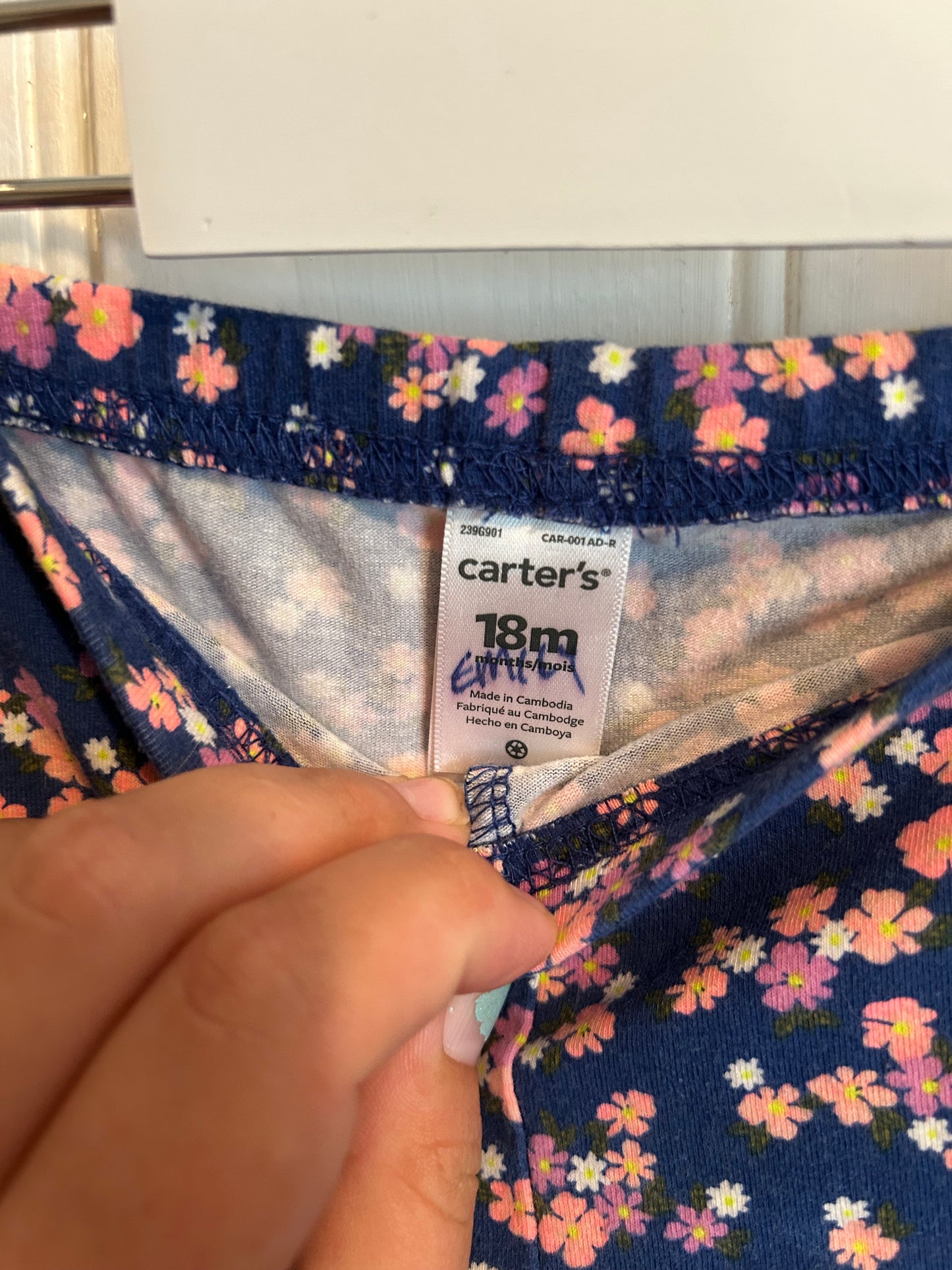Carters 18m pink & blue floral bike shorts