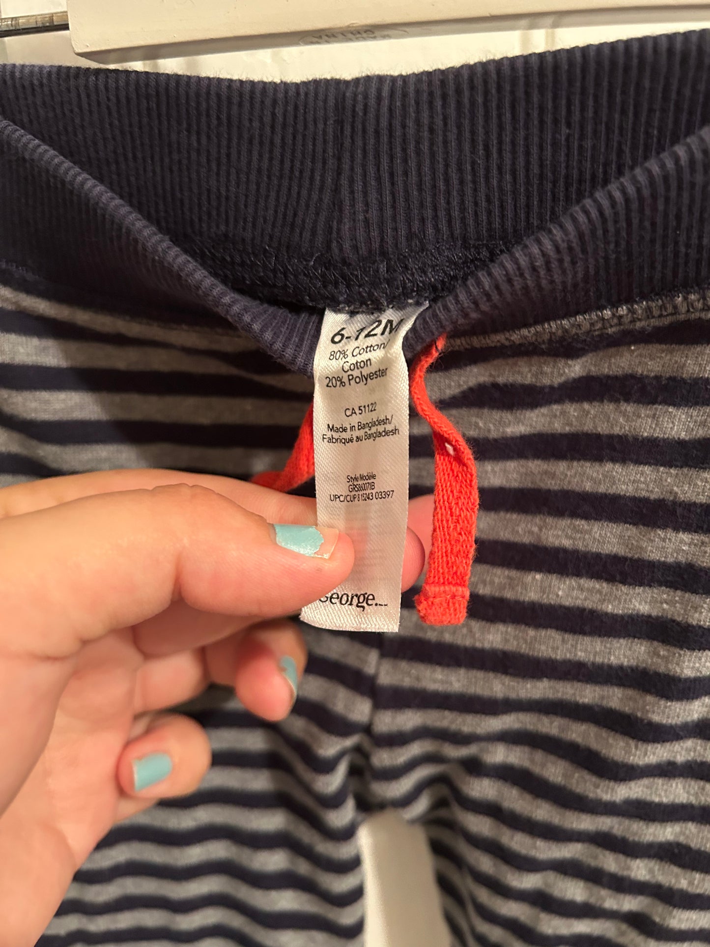 George 6/12m navy & grey striped joggers