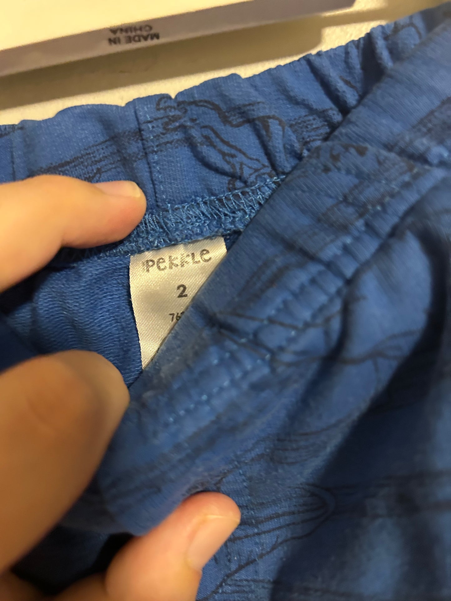 Pekkle 2t blue Dino stripe shorts