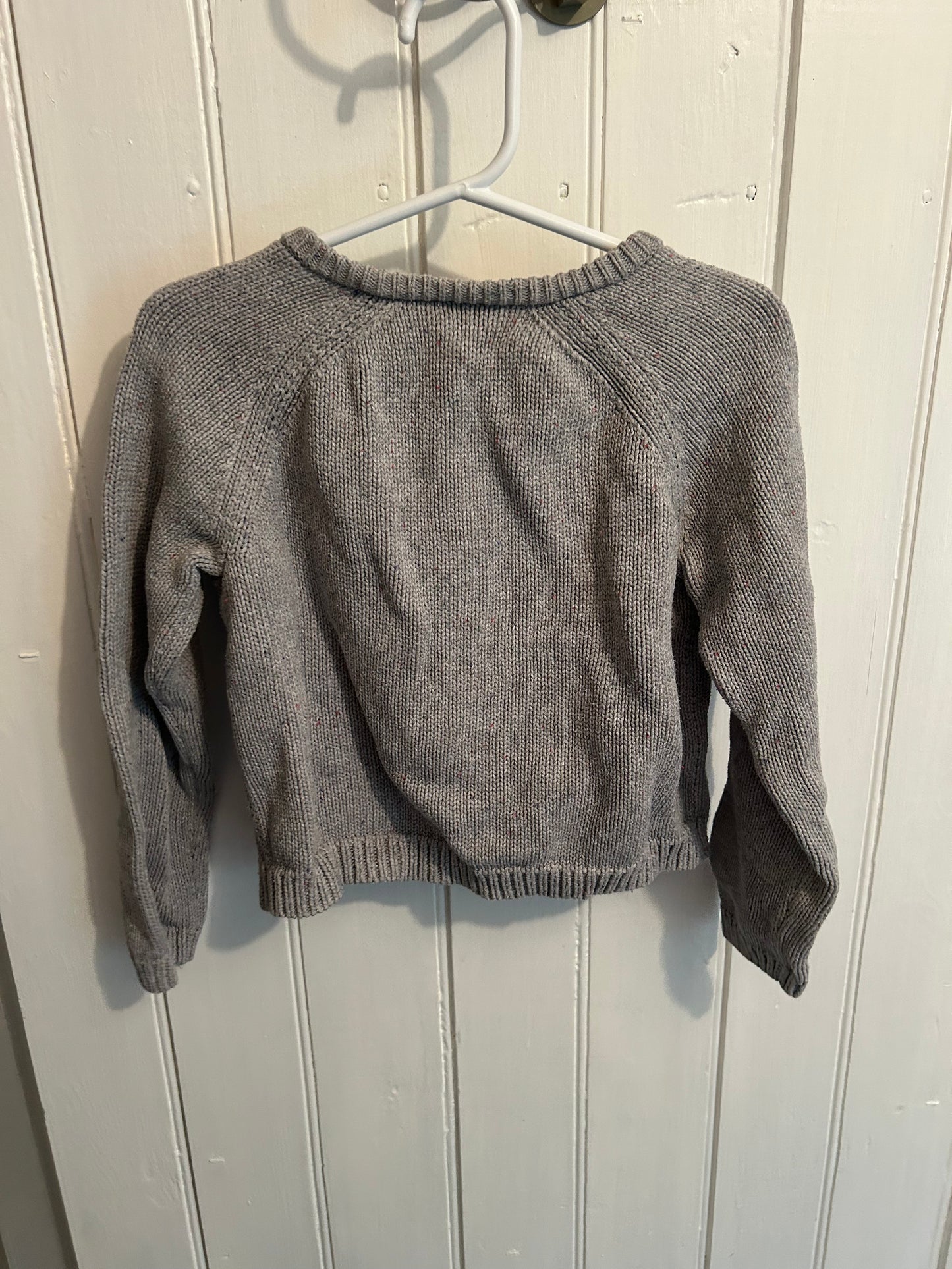 Tea collection 4/5 grey knit pink zip up sweater