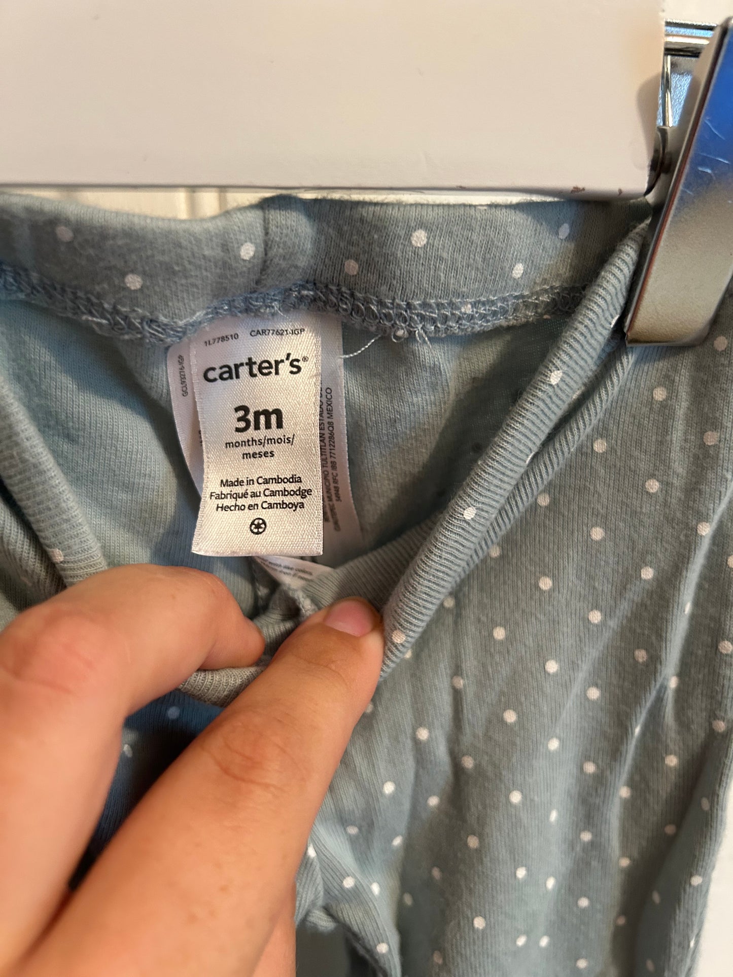 Carters 3m blue polka dot leggings