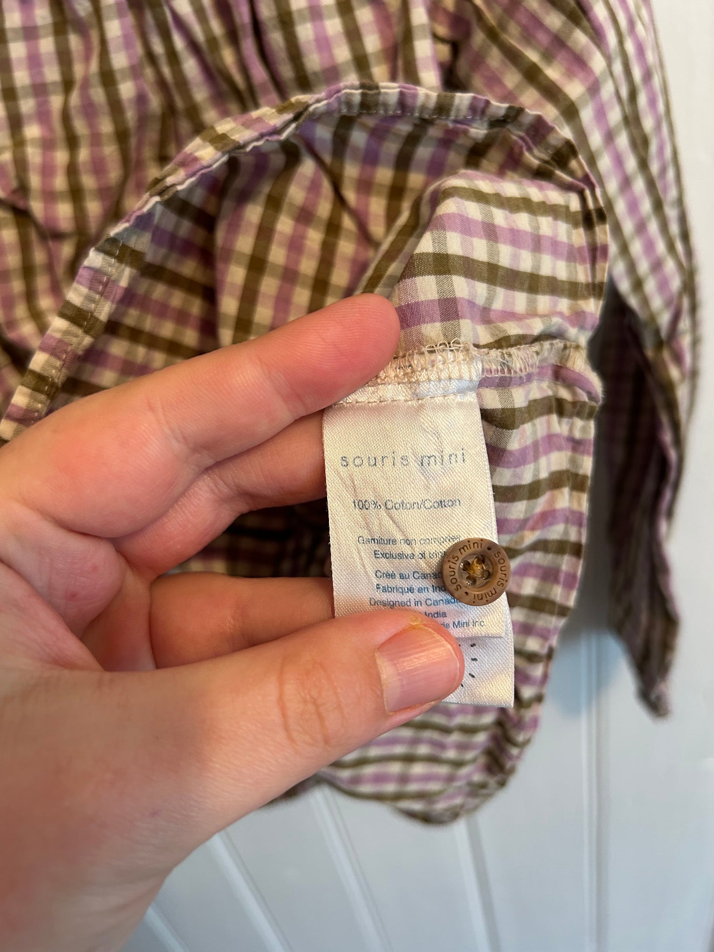 Souris mini 8 purple & green plaid blouse