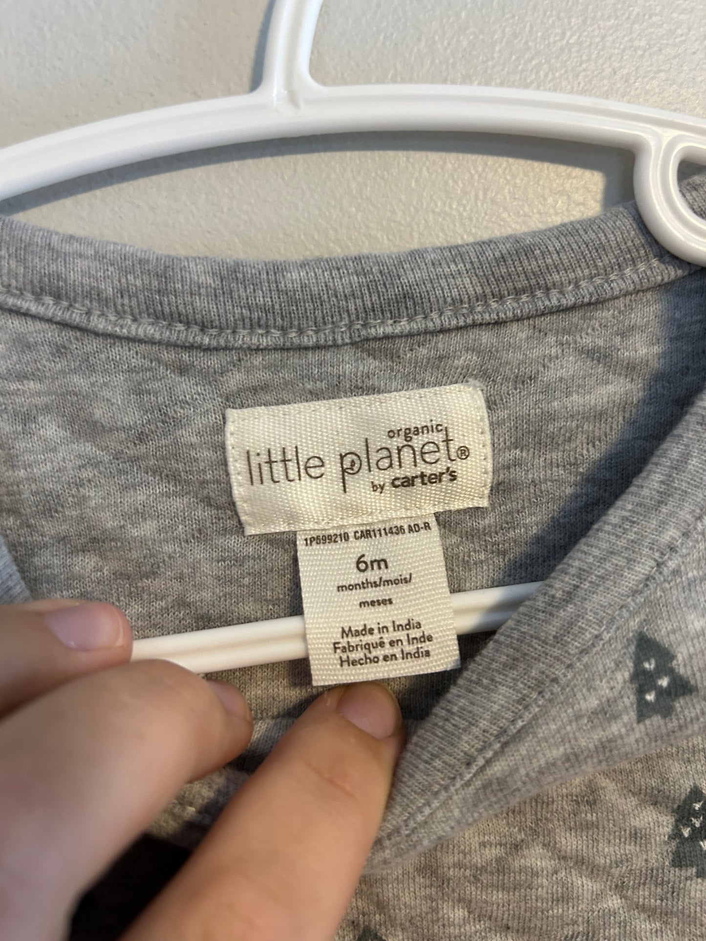 Little planet carters 6m grey tree quilted sweater