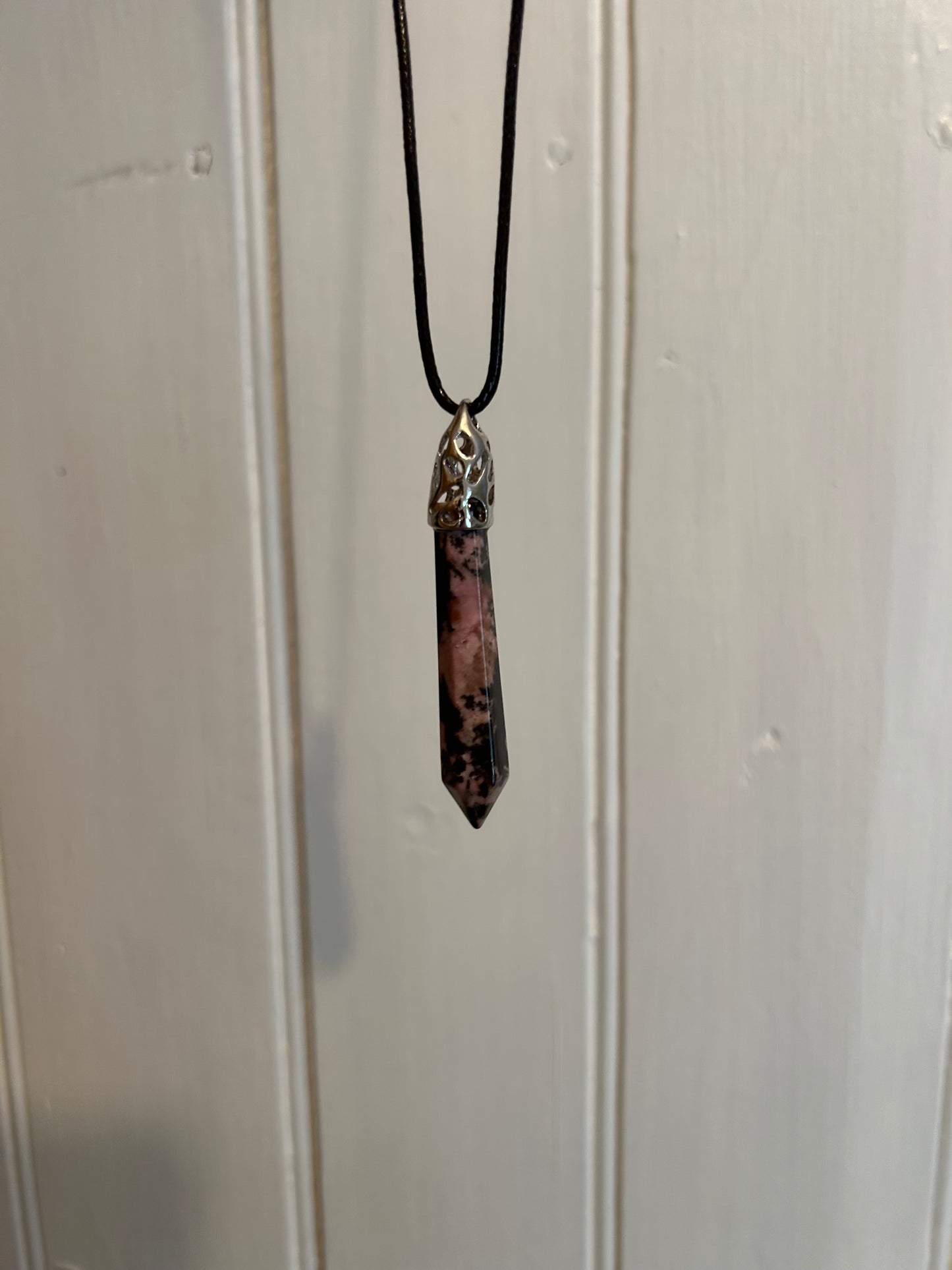 Black & pink gemstone necklace