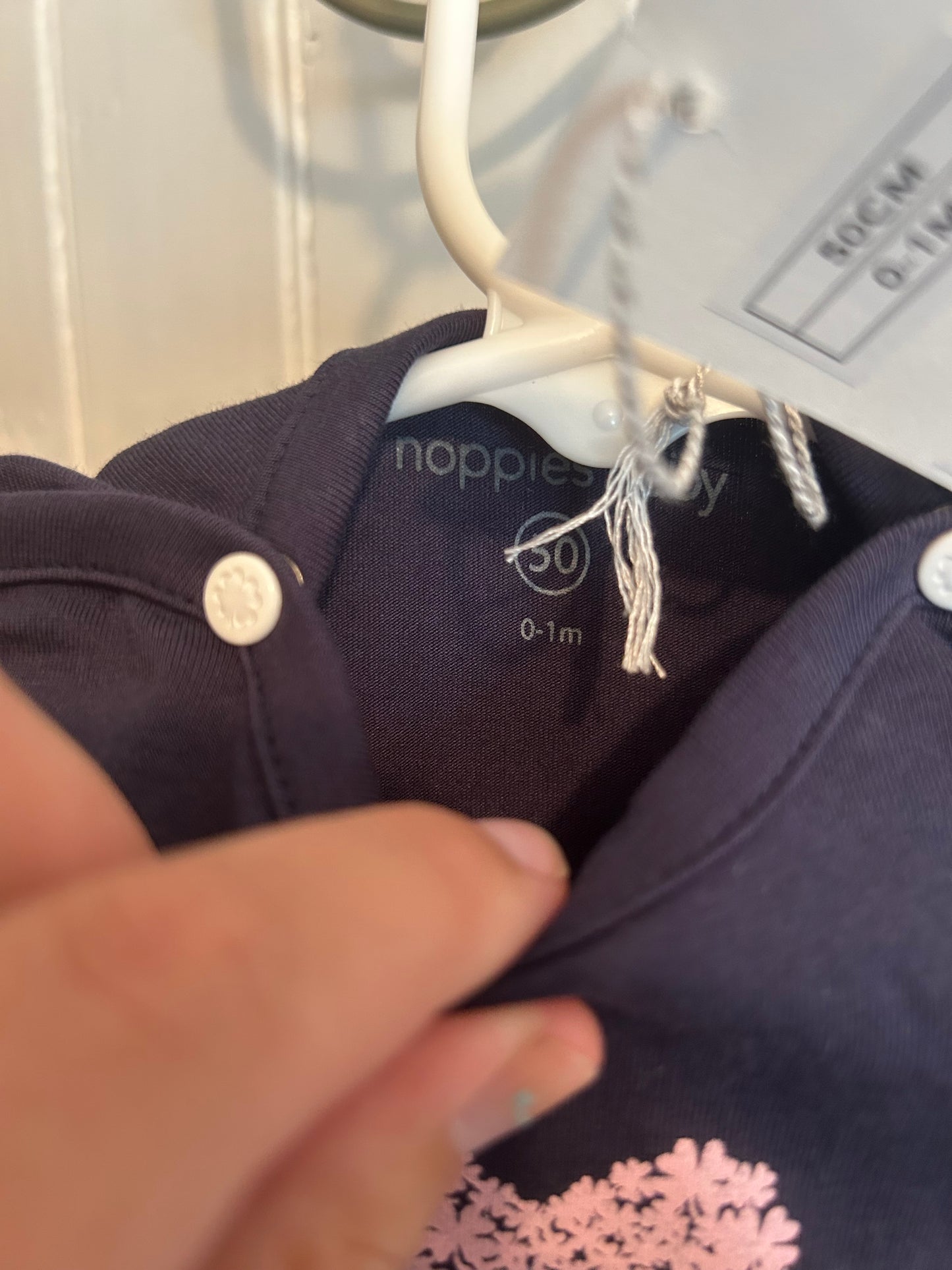 NEW Noppies 0/1m navy & pink floral heart long sleeve top