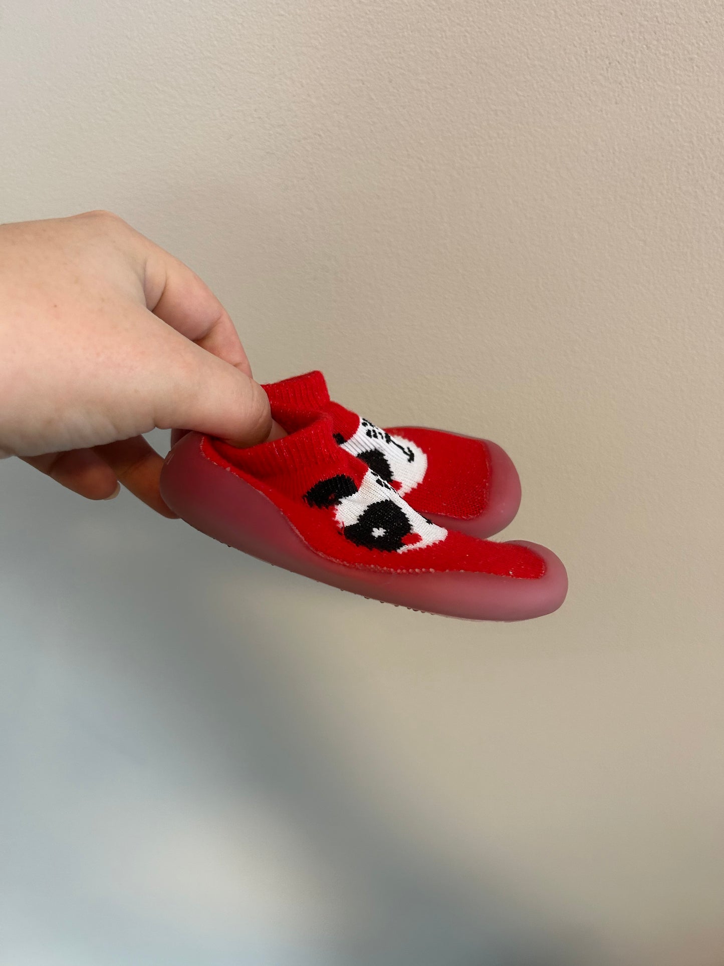 Infant 6 red animal sock shoes