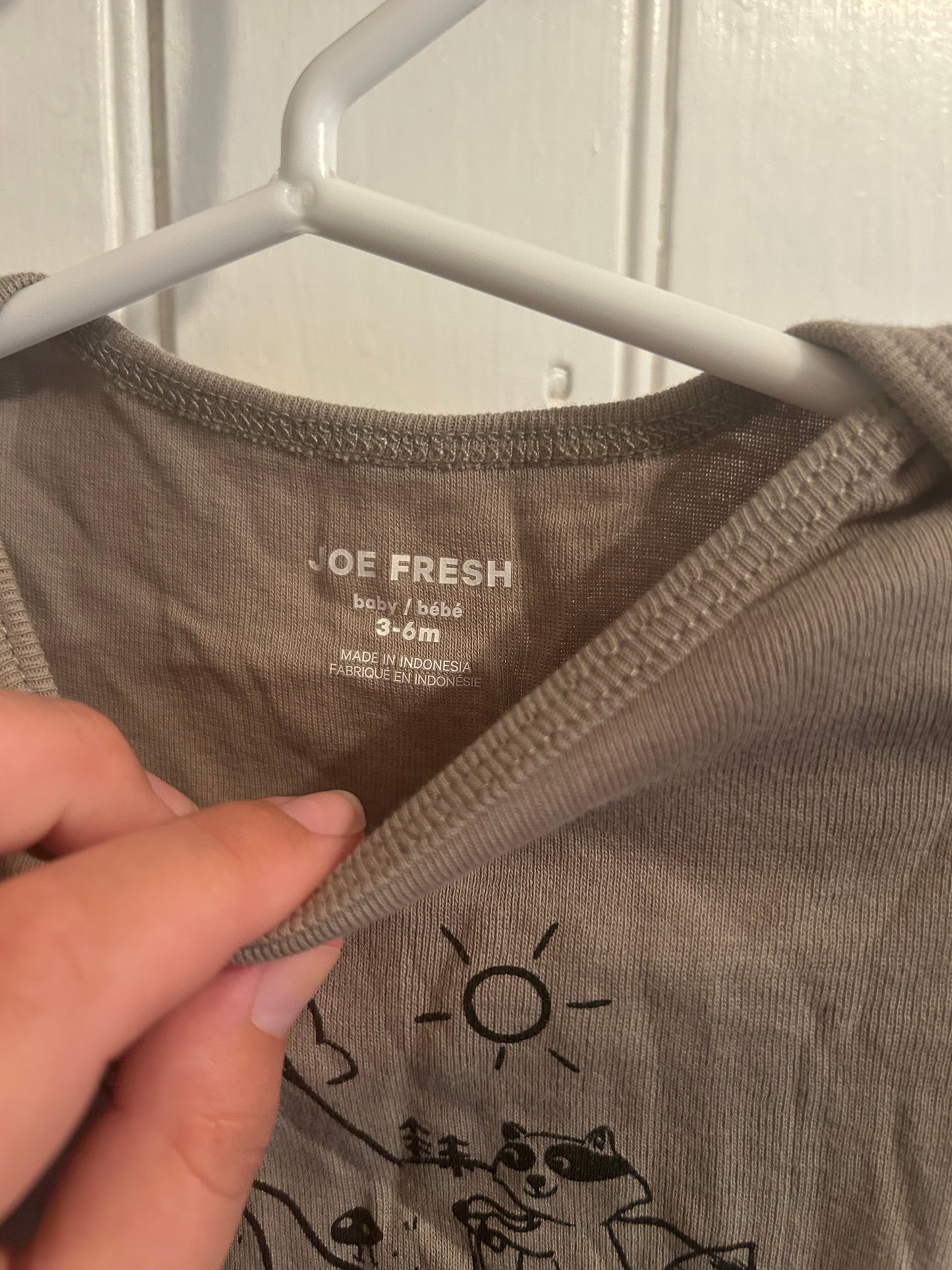 Joe fresh 3/6m brown explore onesie