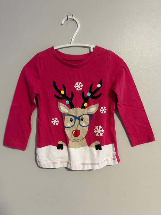 Carters 2t pink reindeer long sleeve shirt