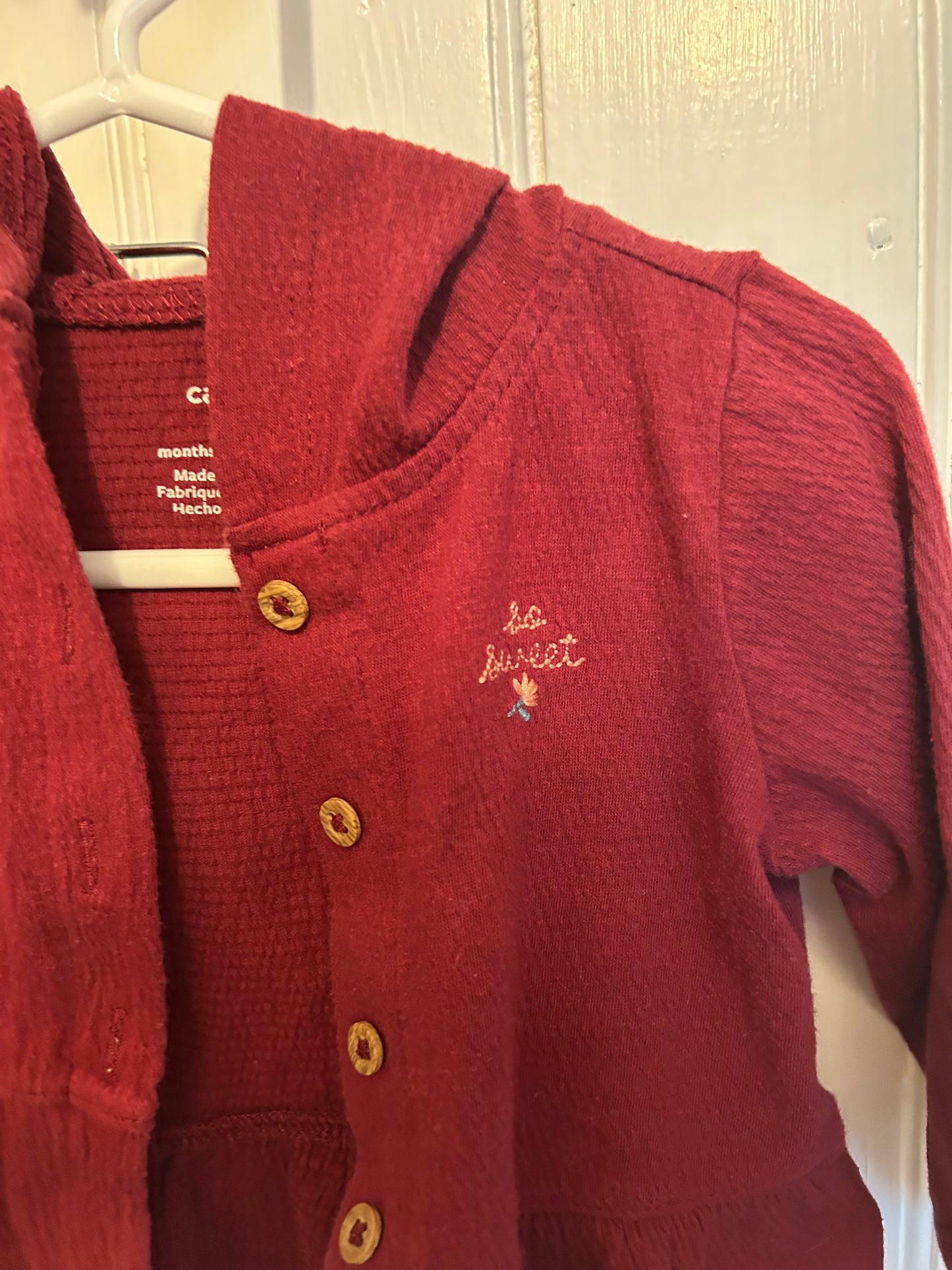 Carters 6m burgundy floral cardigan & leggings set