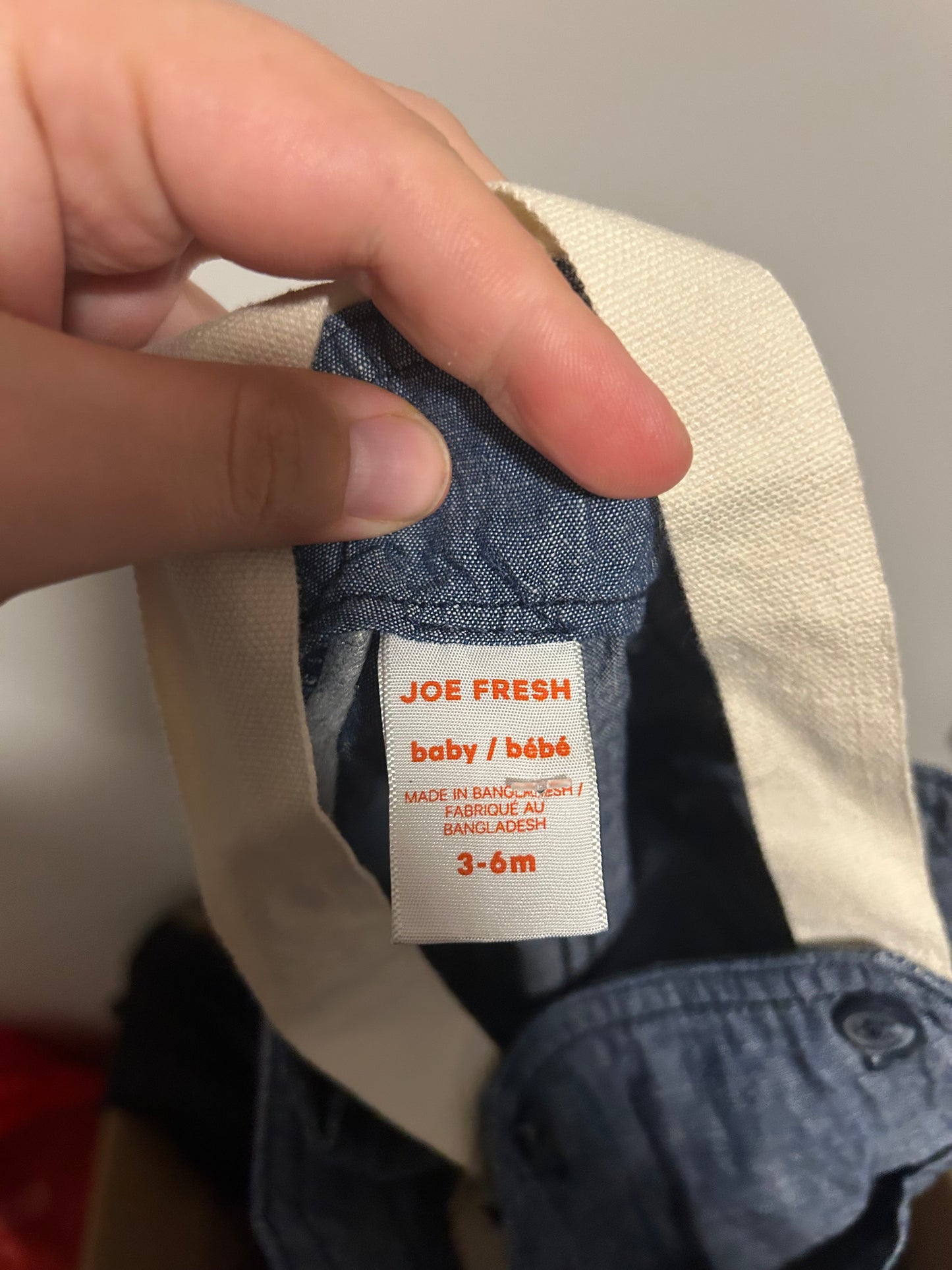 Joe fresh 3/6m denim looking overalls