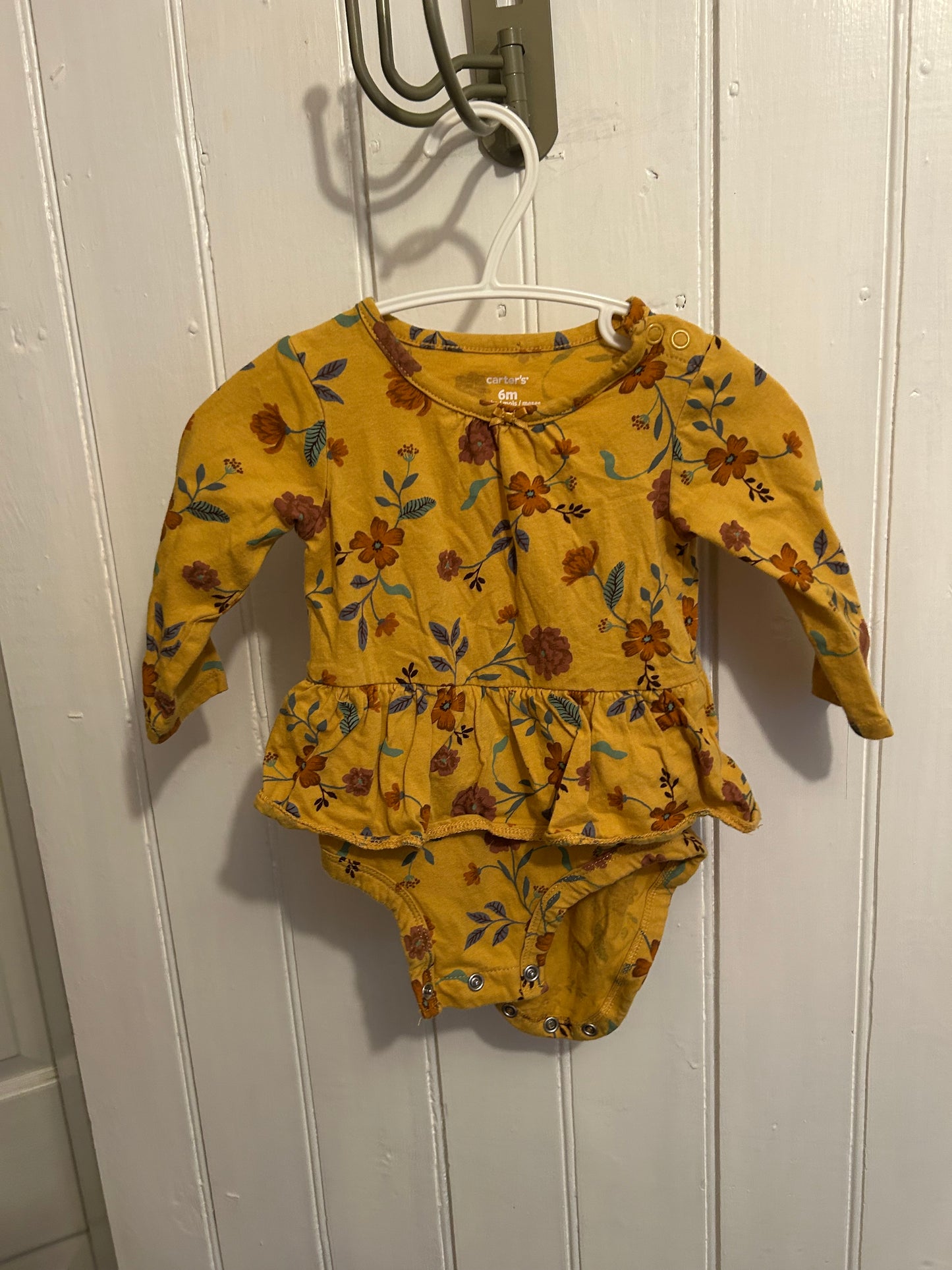 Carters 6m yellow floral peplum onesie