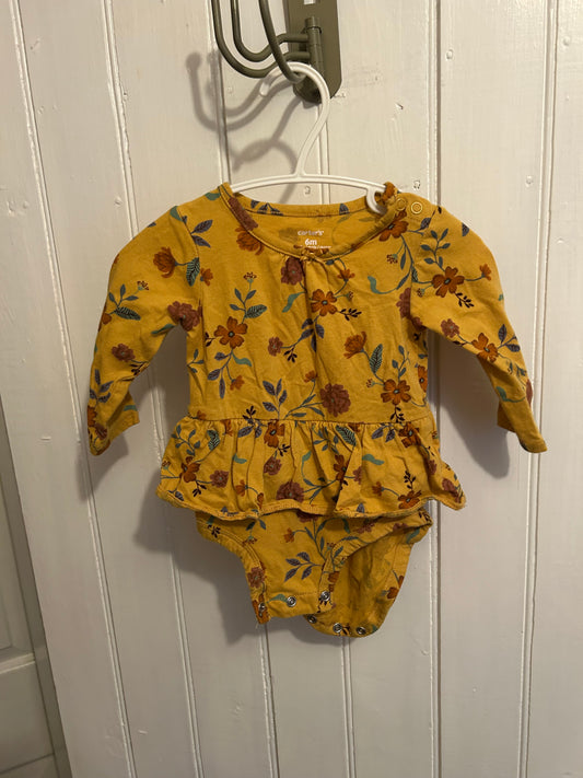Carters 6m yellow floral peplum onesie