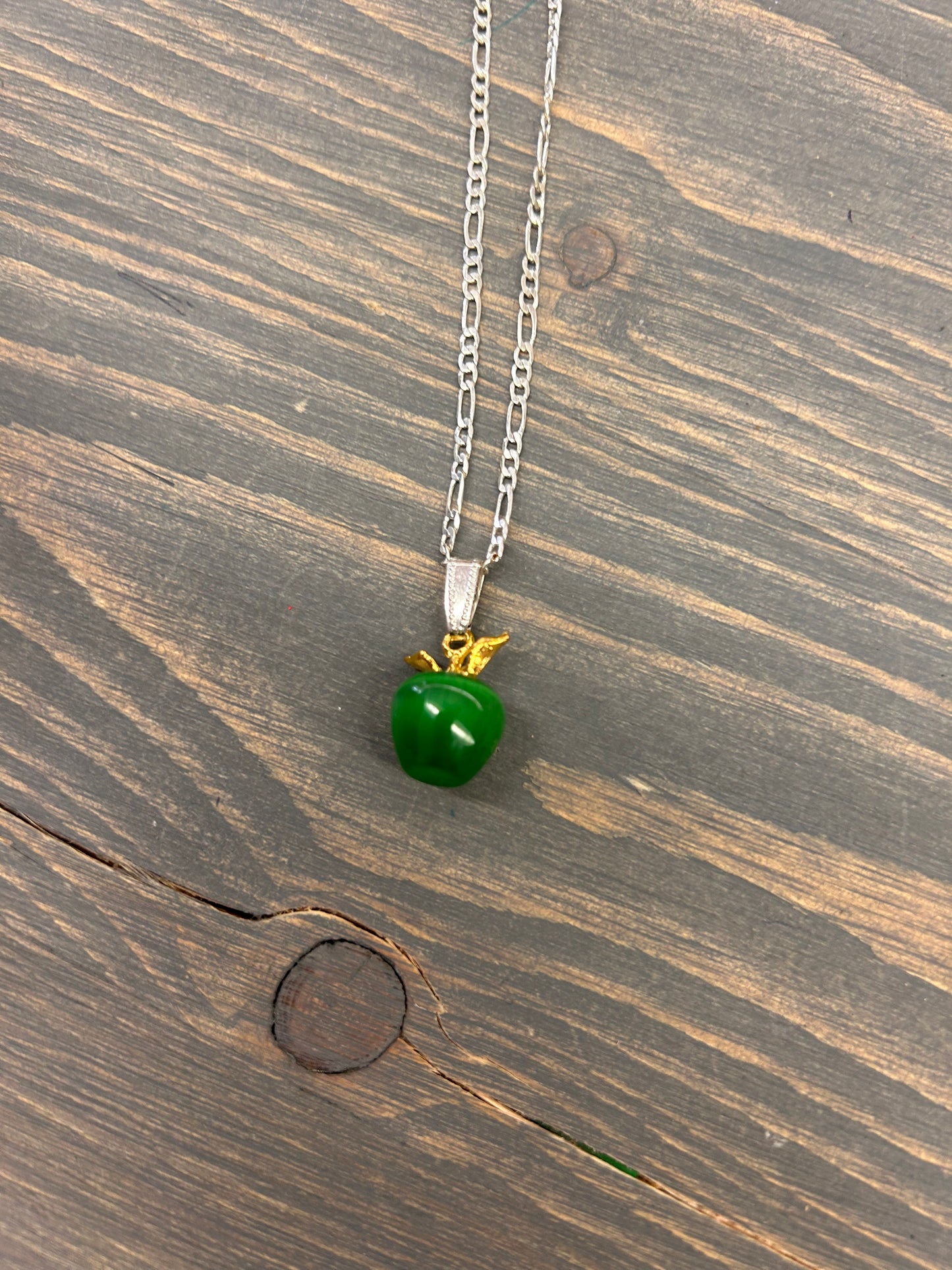 Apple gemstone pendant necklace