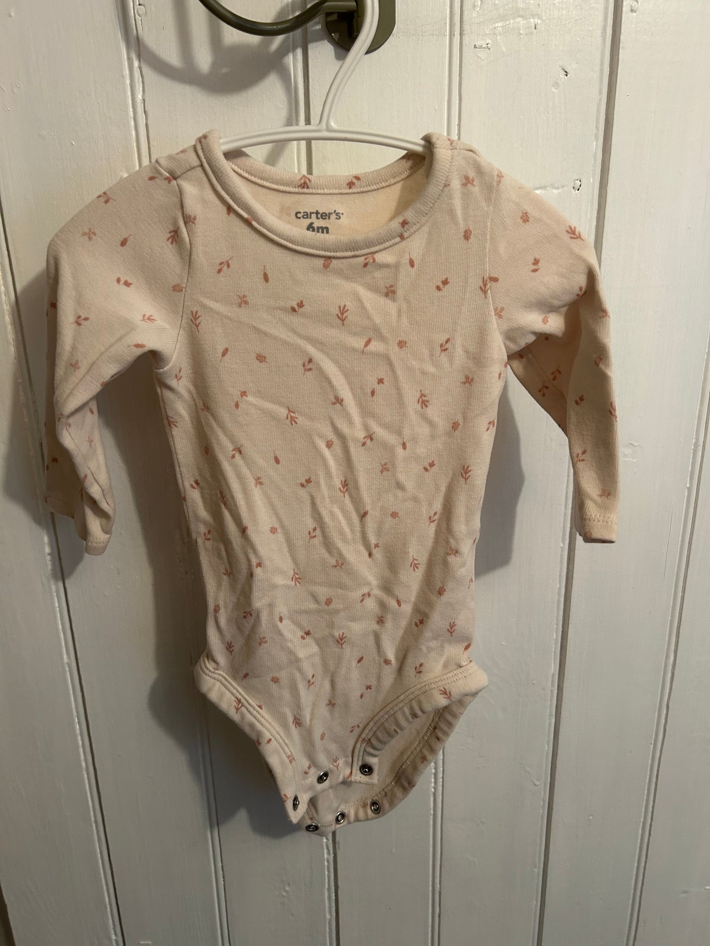 Carters 6m white & pink floral onesie