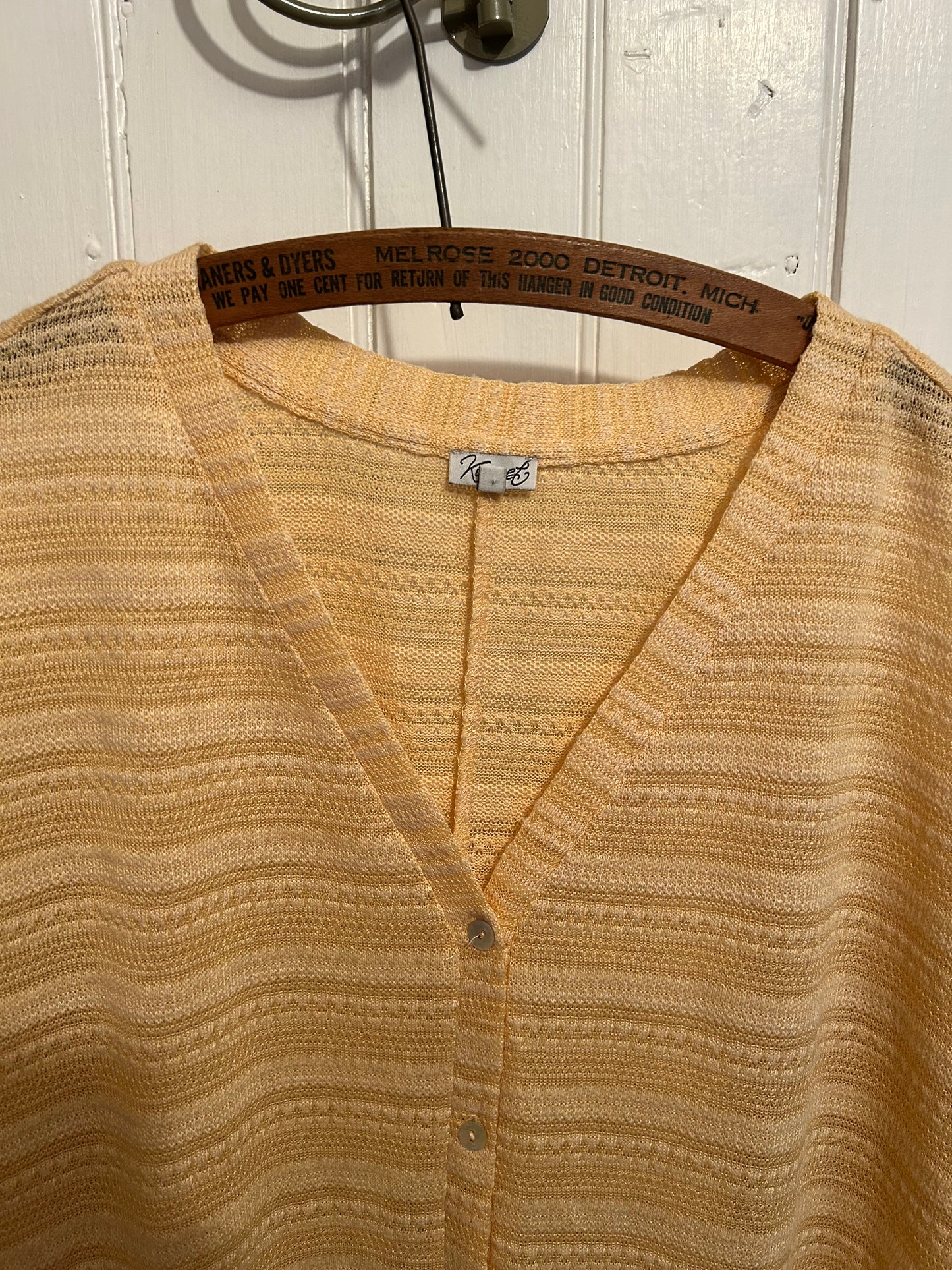 Kismet large yellow striped button up cardigan shirt