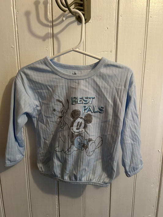 Disney 24m blue ribbed Mickey pals long sleeve shirt