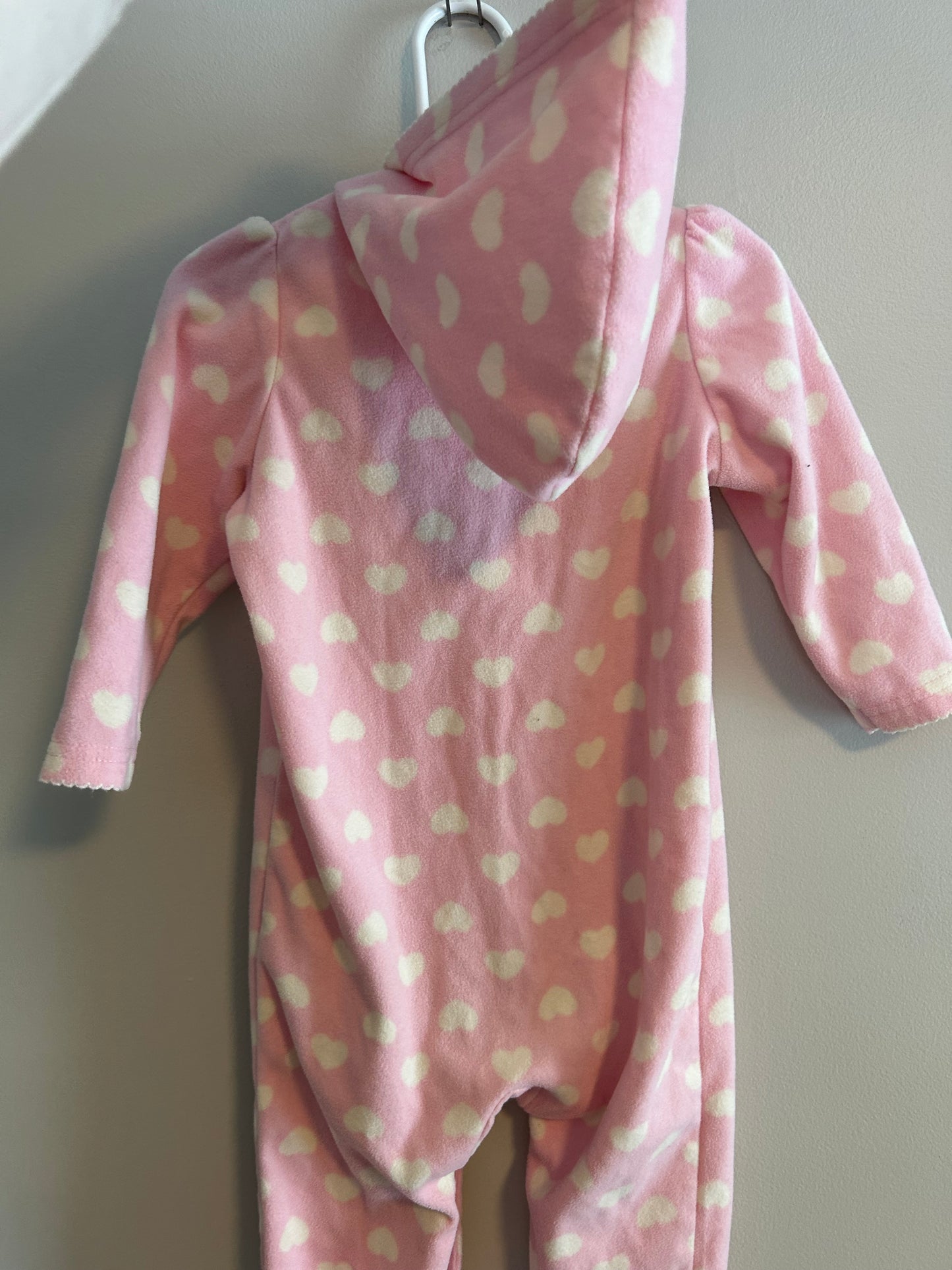 George 18/24m pink heart fleece sweater romper