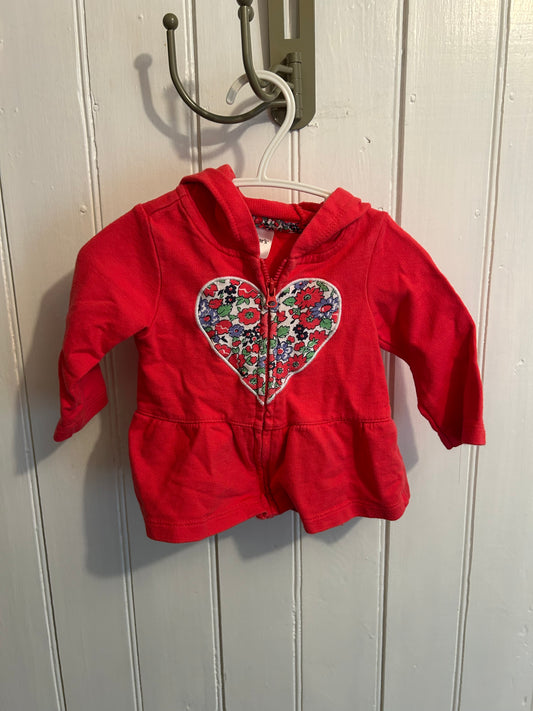Carters 6m pink floral heart hoodie
