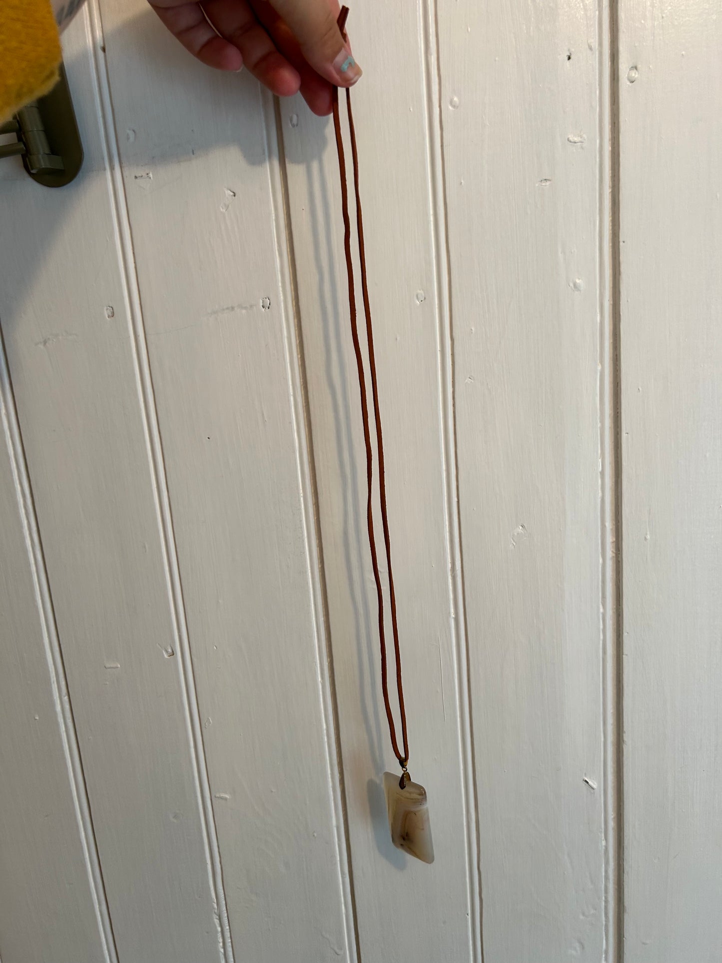 Handmade cream square gemstone pendant necklace