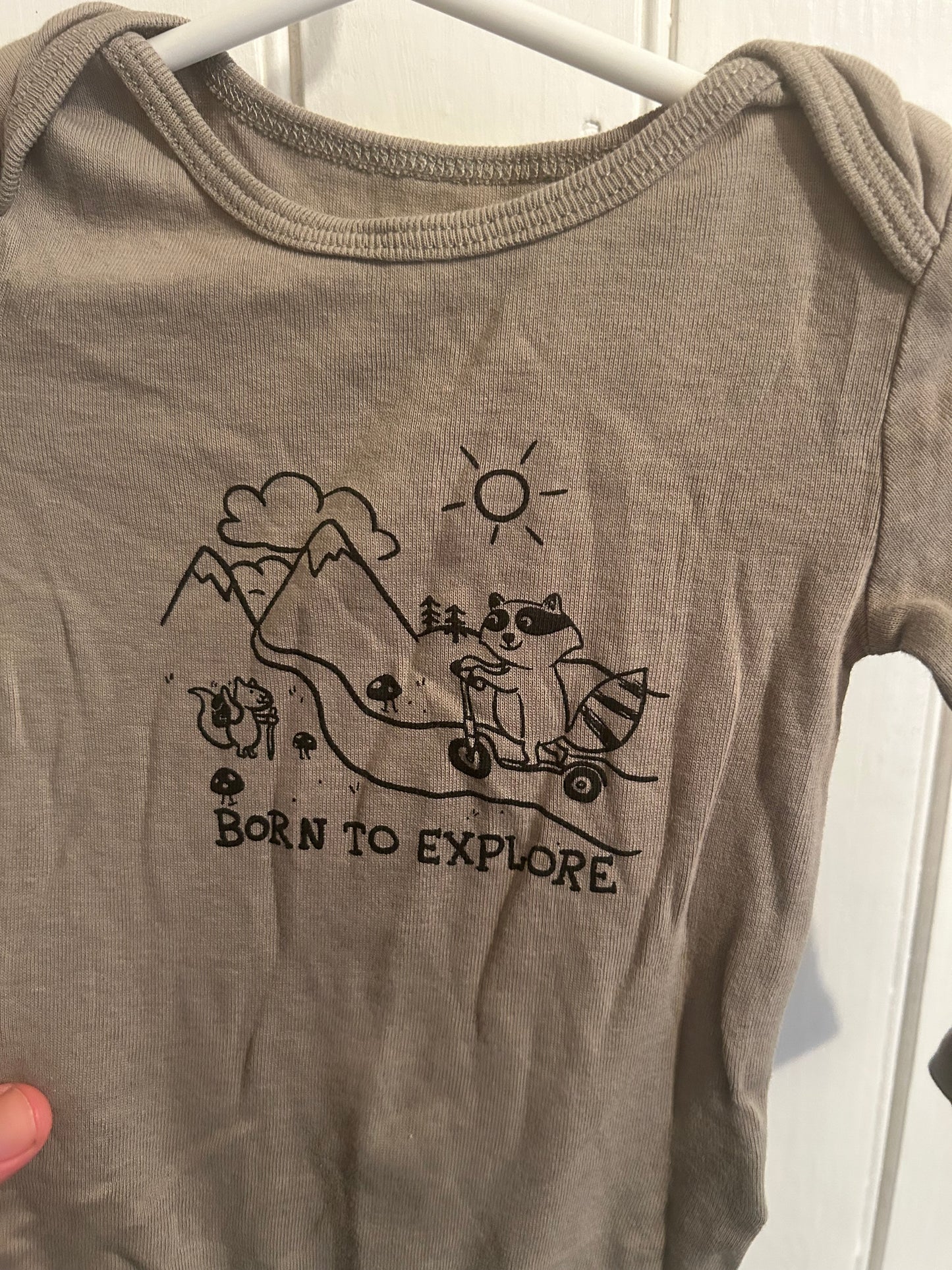 Joe fresh 3/6m brown explore onesie