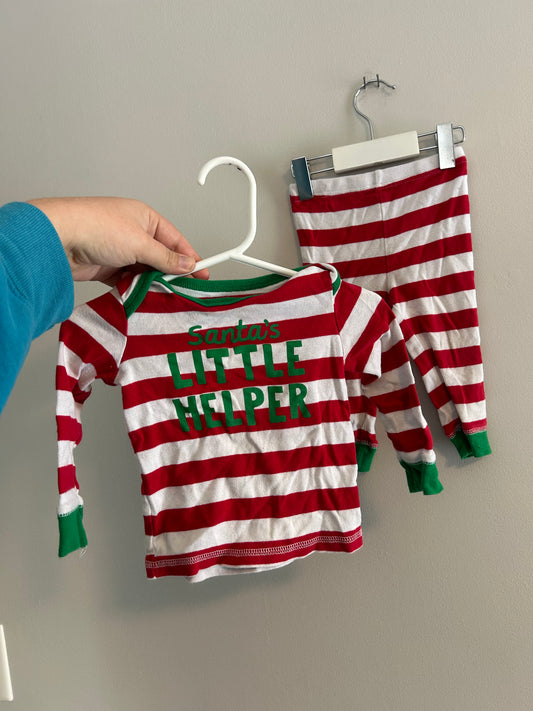 George 6/12m Santa’s helper striped sleep set