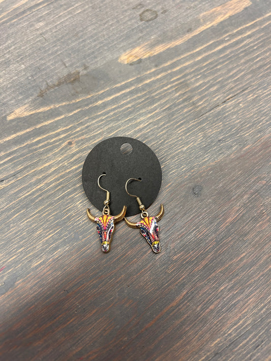 Multicoloured skull earrings