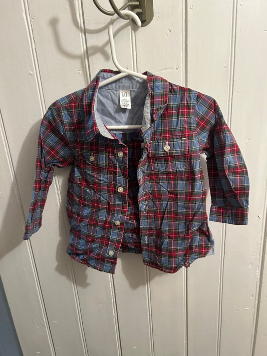 Gap 12/18m blue & red flannel
