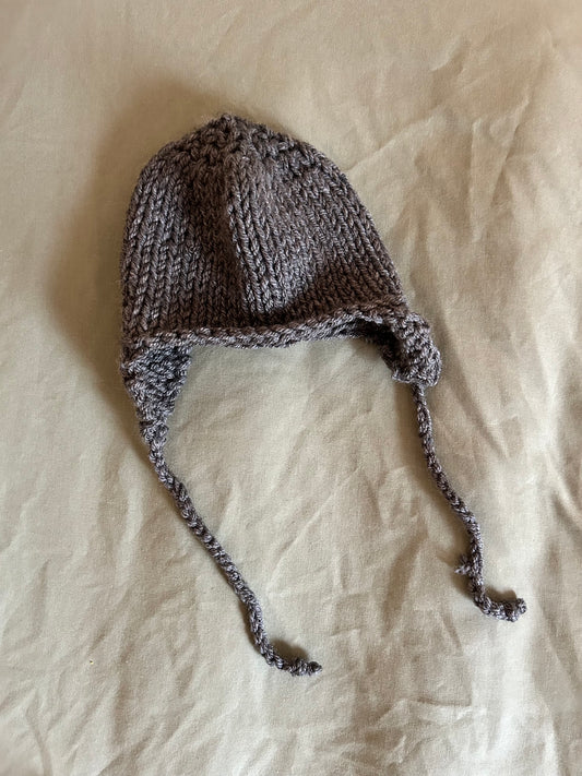 Newborn grey knit bonnet