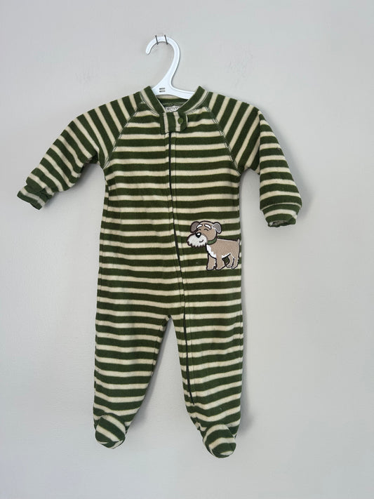 Emma & jack 6m green striped dog fleece sleeper