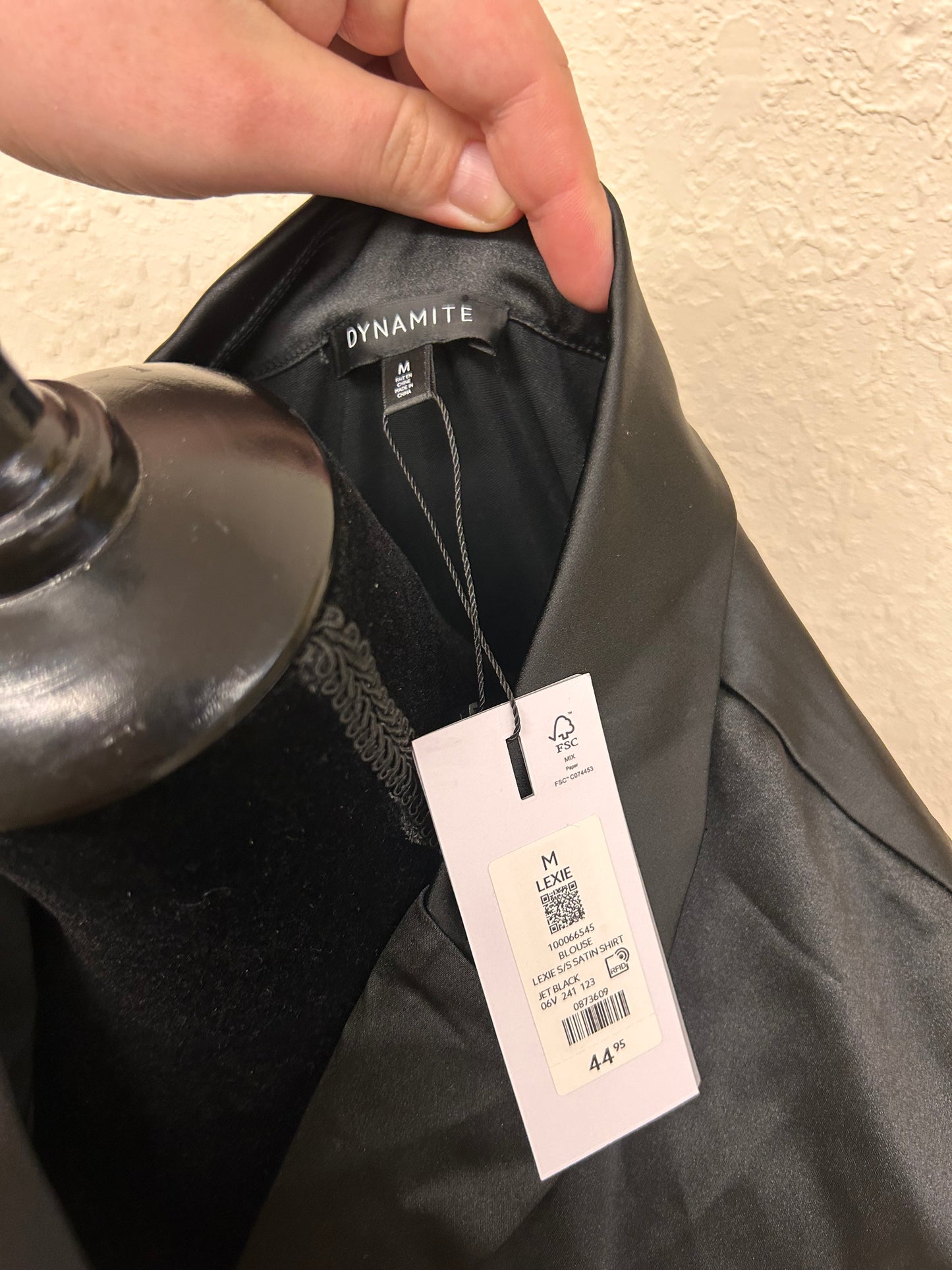 NEW dynamite medium black satin button up crop shirt