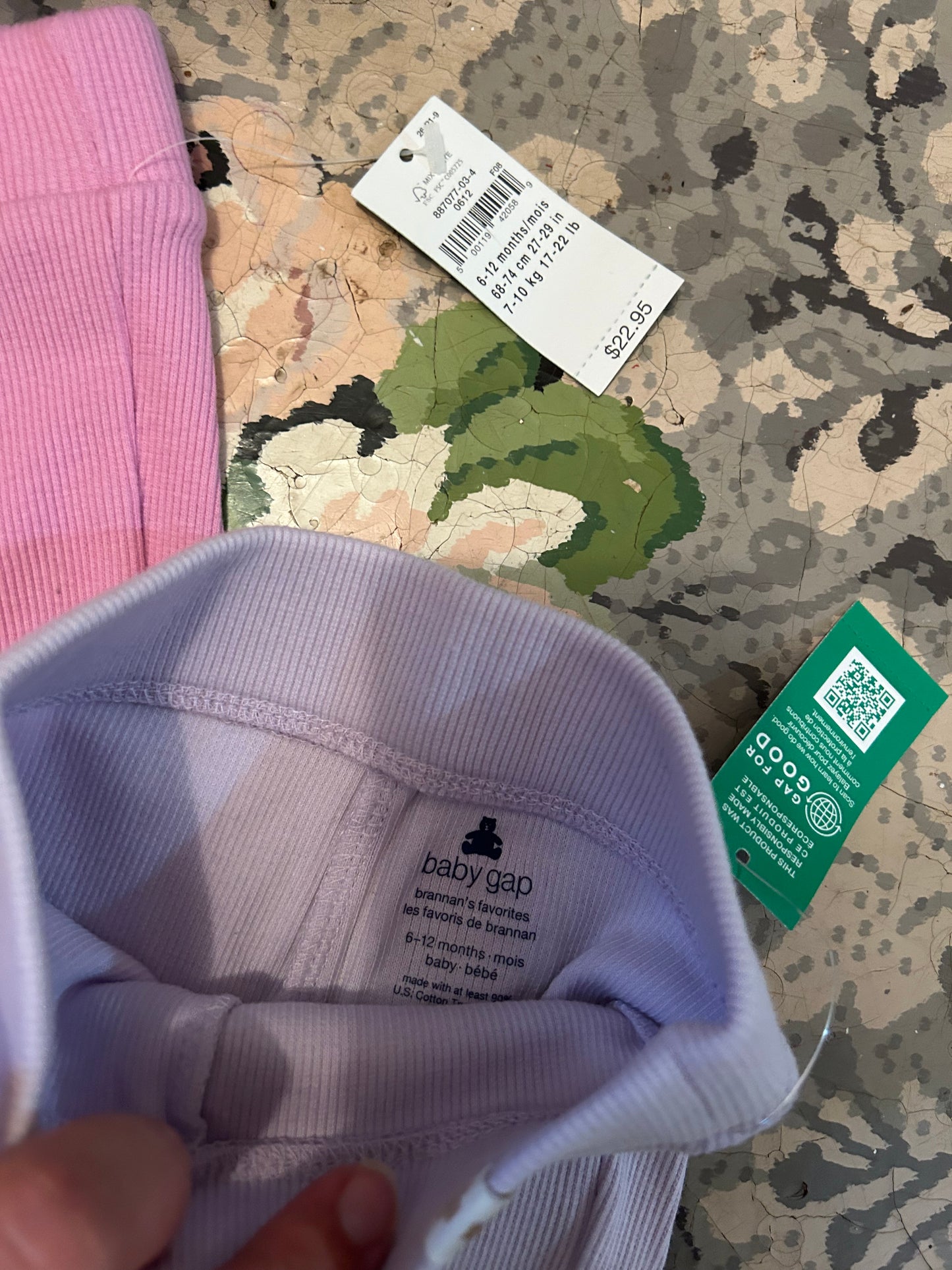 NEW gap 6/12m pink & purple ribbed bike shorts