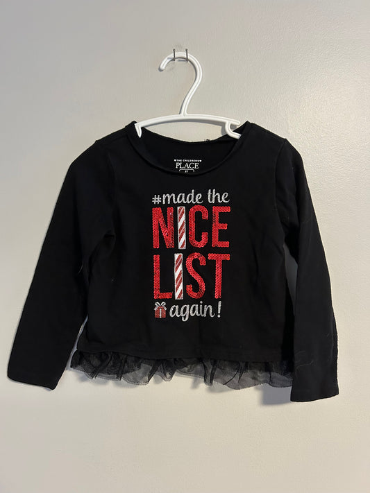The children’s place 2t black & red sequin nice list top