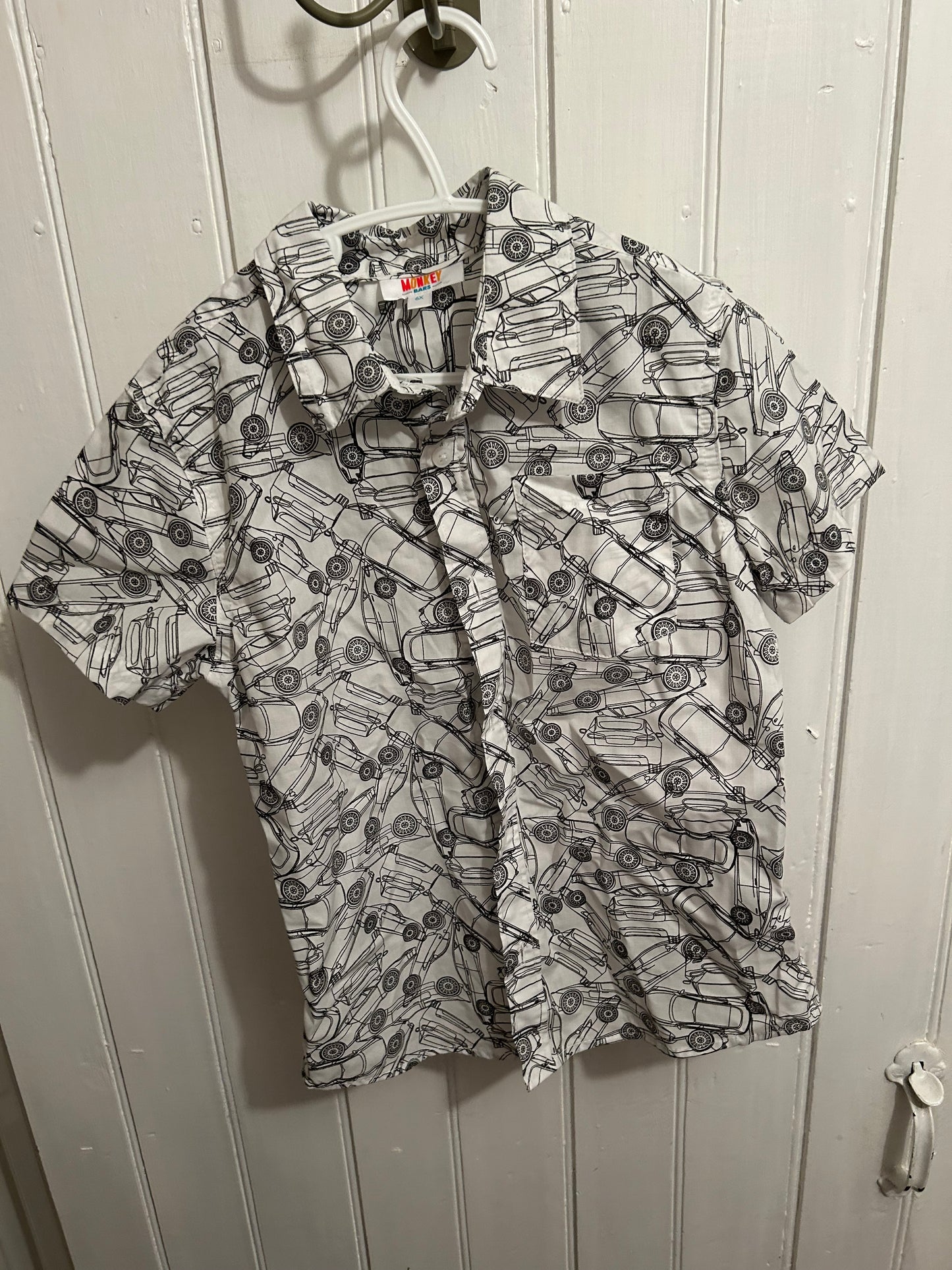 Monkey bars 6x white car button up shirt