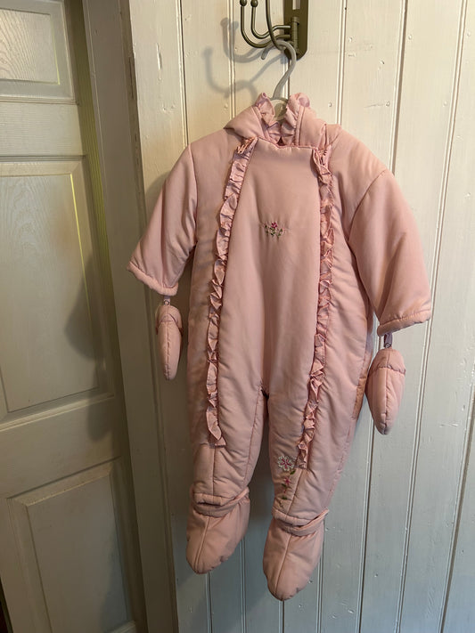 Vintage sears 18m pink floral snowsuit