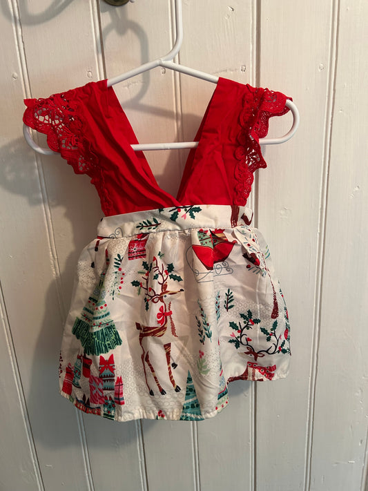 Small shop 6/9m red lace Christmas dress