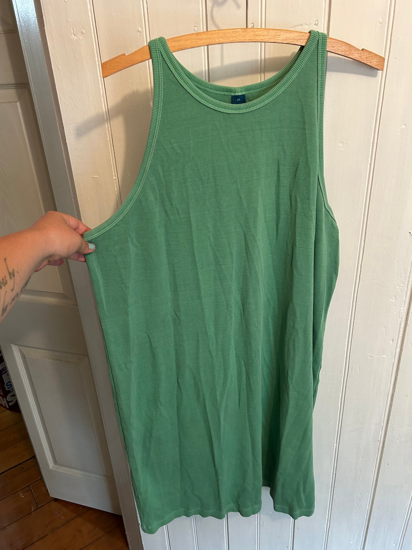 Old navy 3x green ribbed bodycon dress