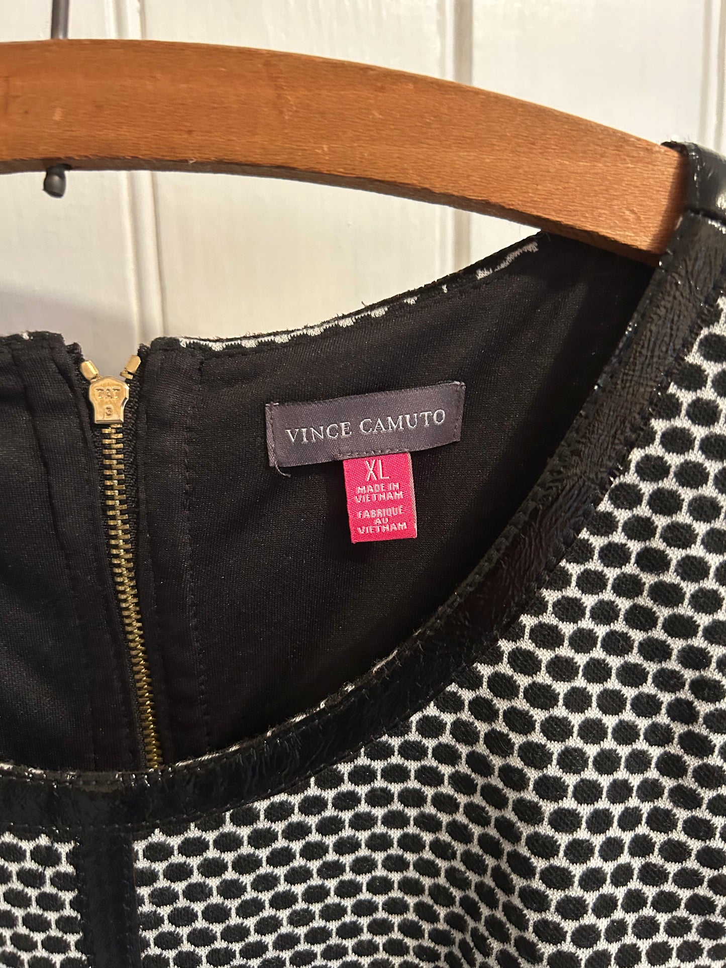 Vince Camuto xl black polka dot peplum tank blouse