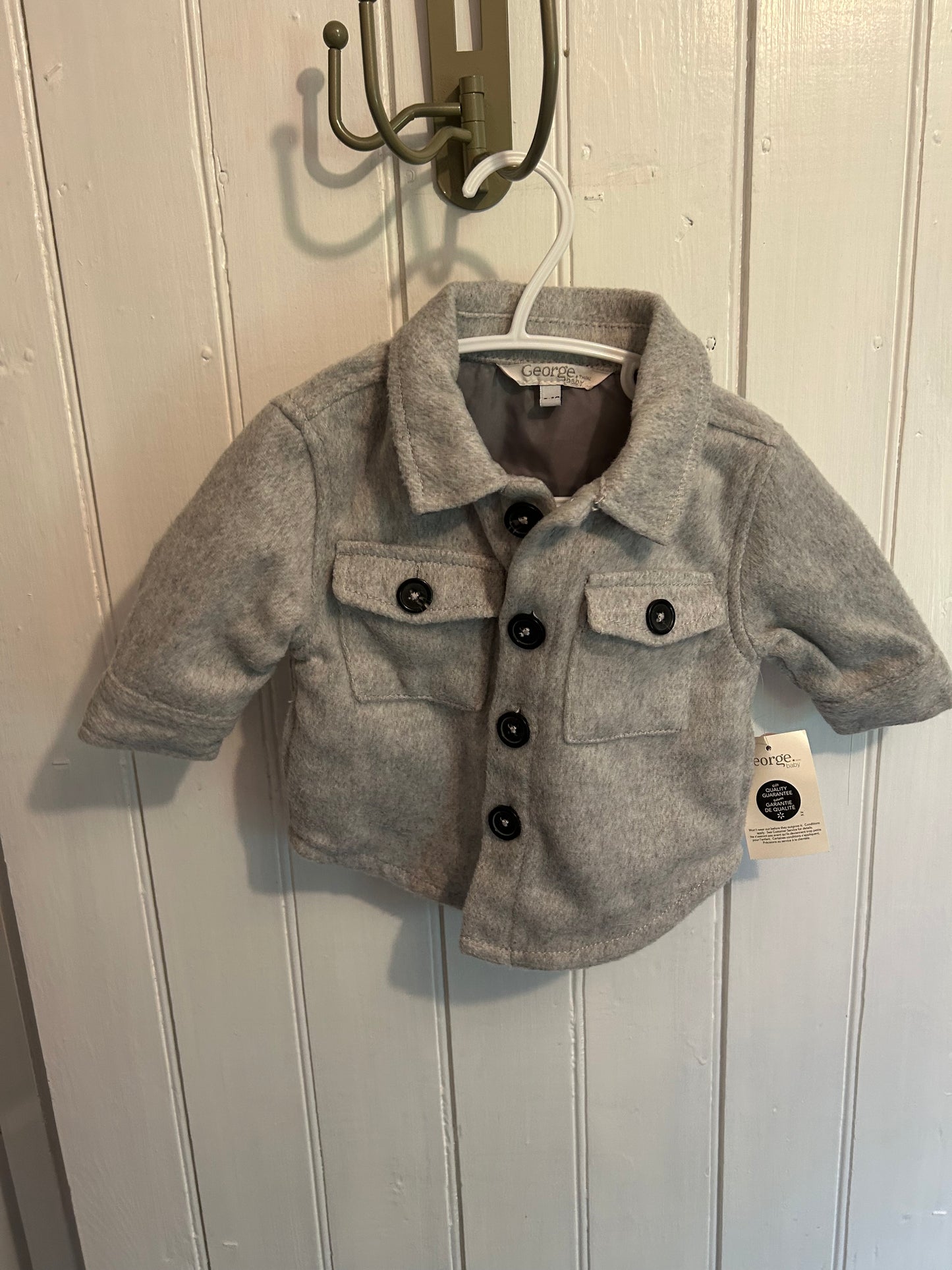NEW George 0/3m grey felt jacket