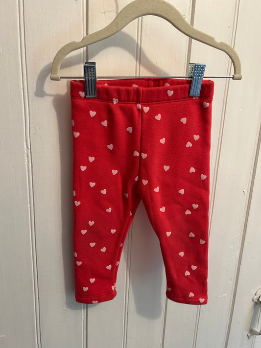 Joe fresh 12/18m pink heart fleece lined leggings