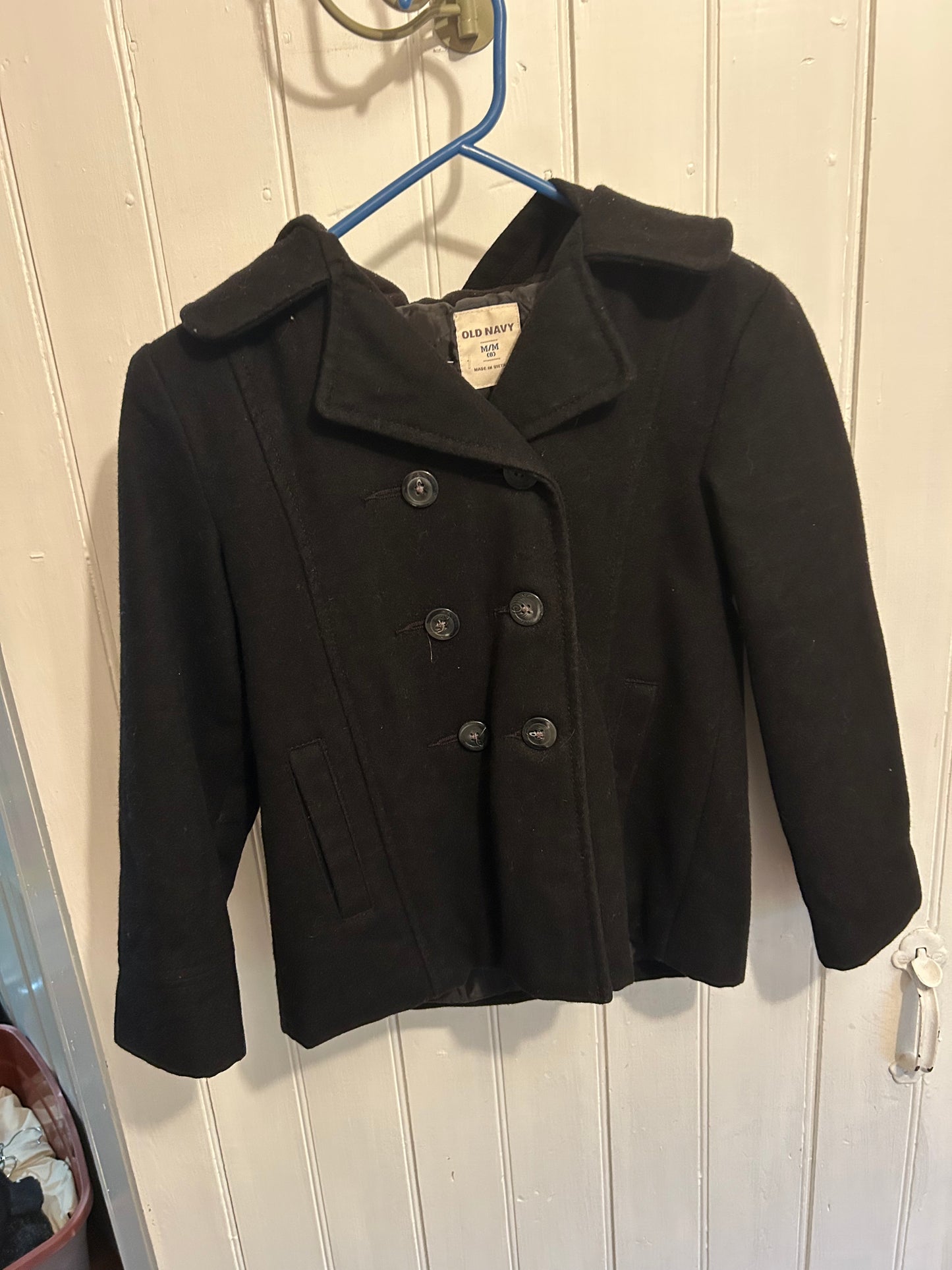 Old navy youth 8 black felt pea jacket