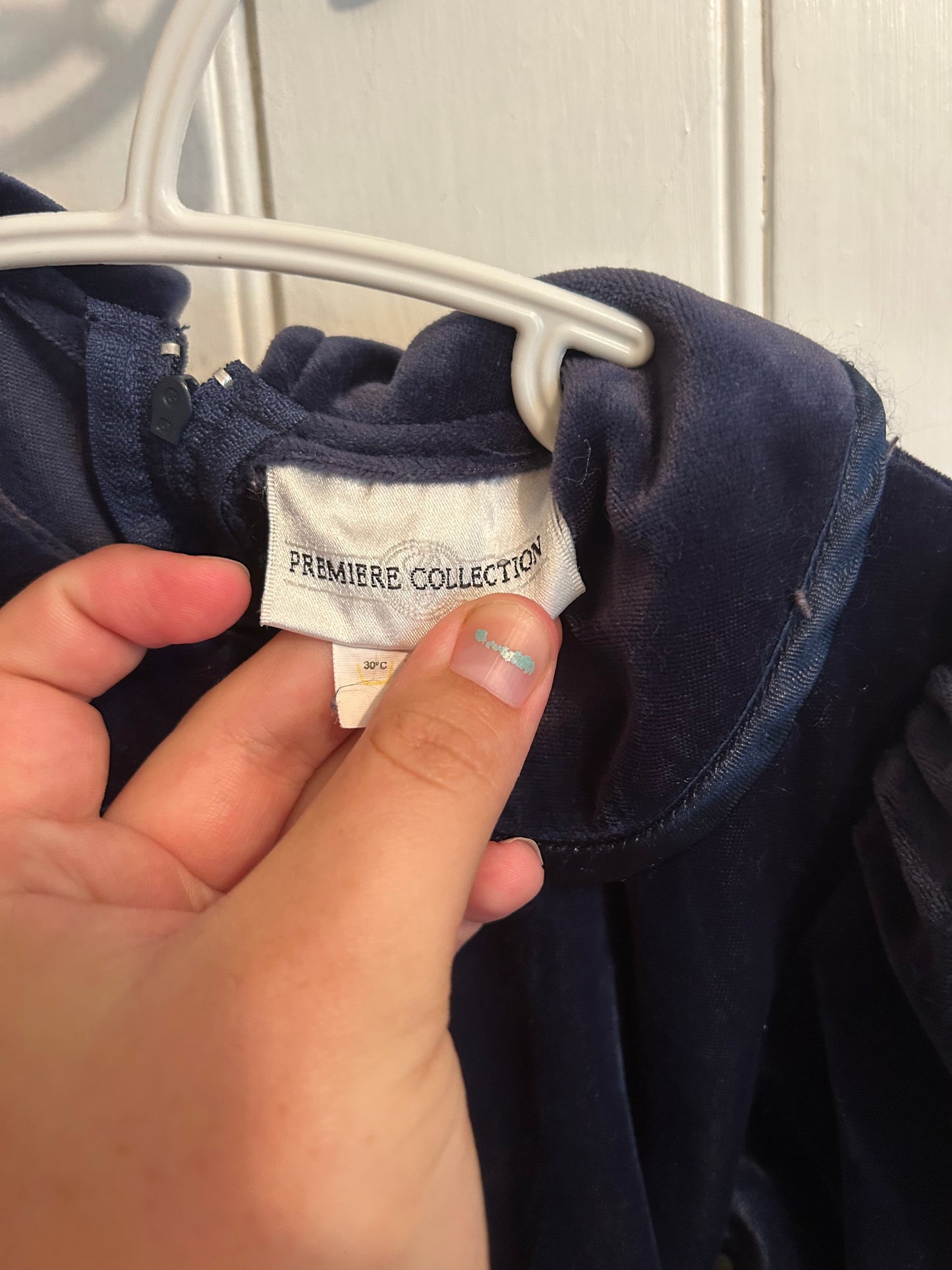 Vintage premiere collection 3t blue velvet  dress