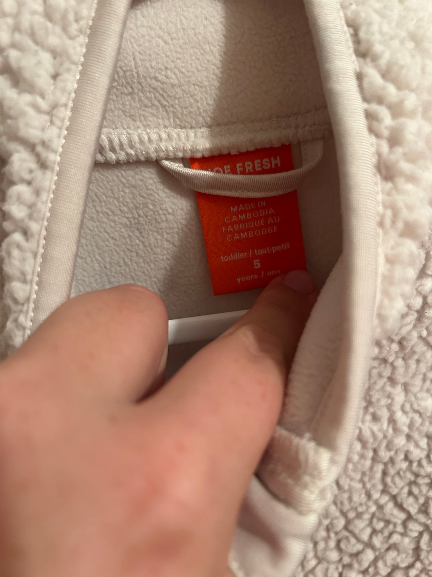 Joe fresh youth 5 white Sherpa sweater