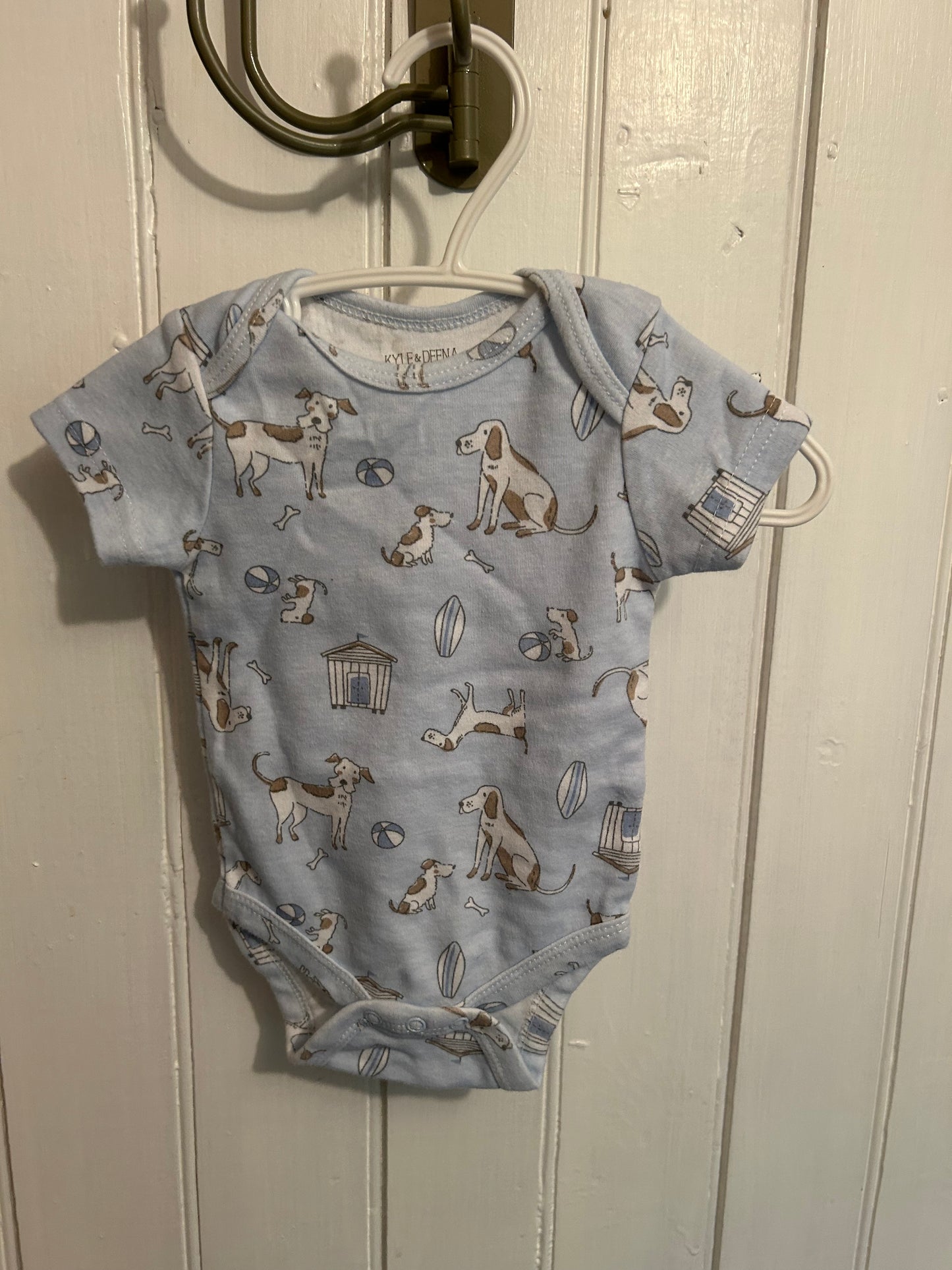 Kyle & Deena 3/6m blue dog onesie