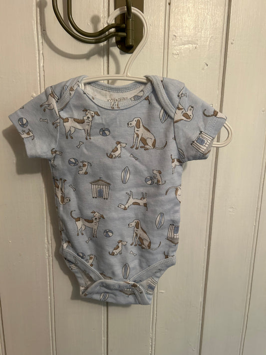 Kyle & Deena 3/6m blue dog onesie