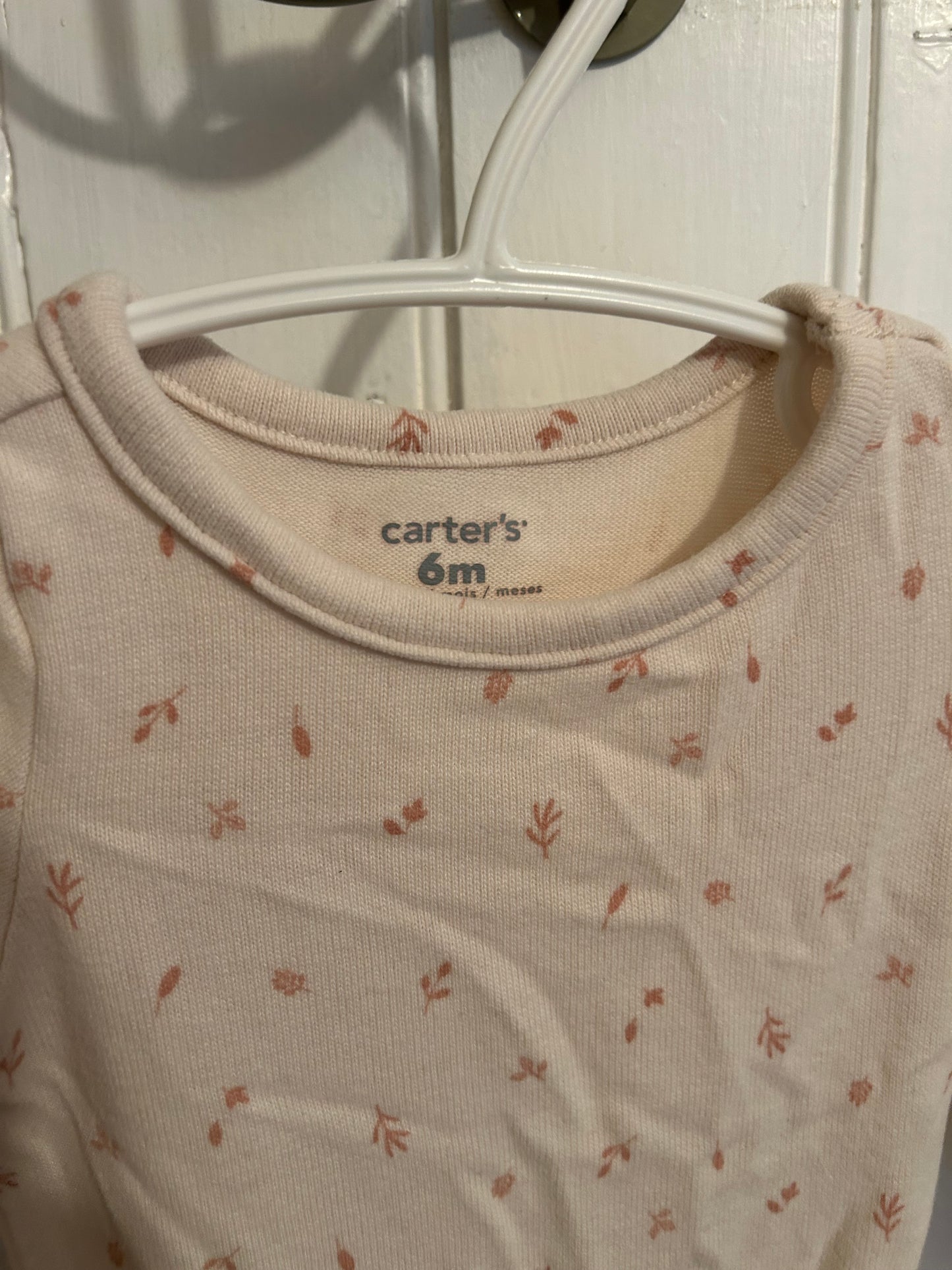 Carters 6m white & pink floral onesie