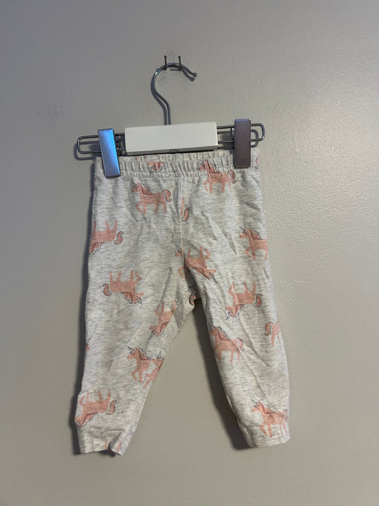 Carters 6/9m grey & pink unicorn leggings