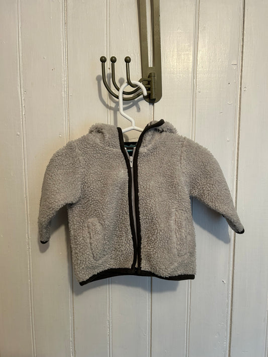 Oshkosh 0/3m grey zip up Sherpa hoodie
