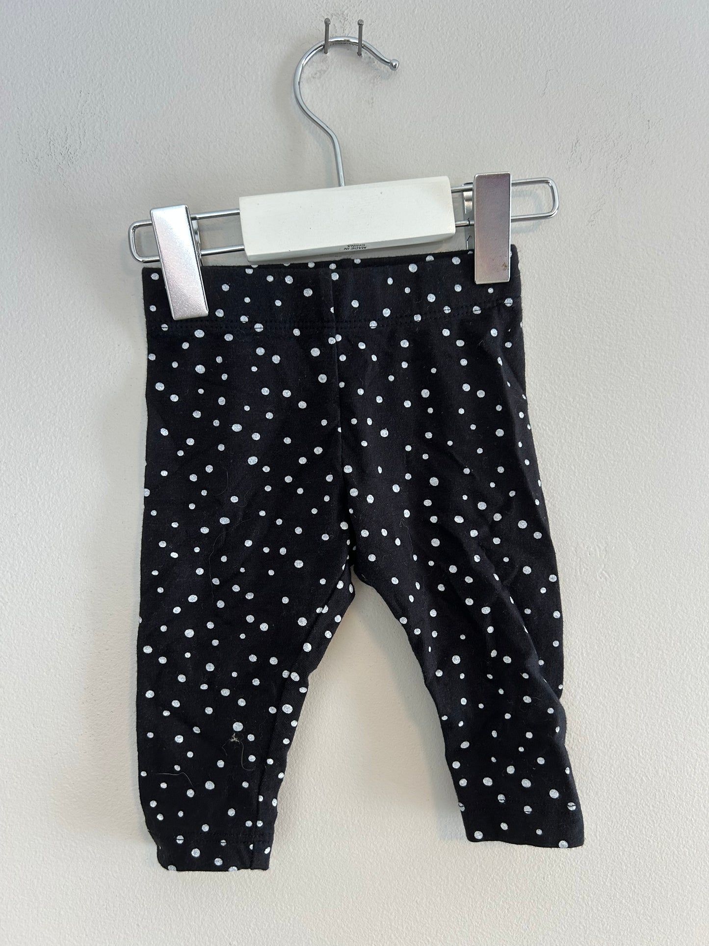 George 3/6m black polka dot leggings