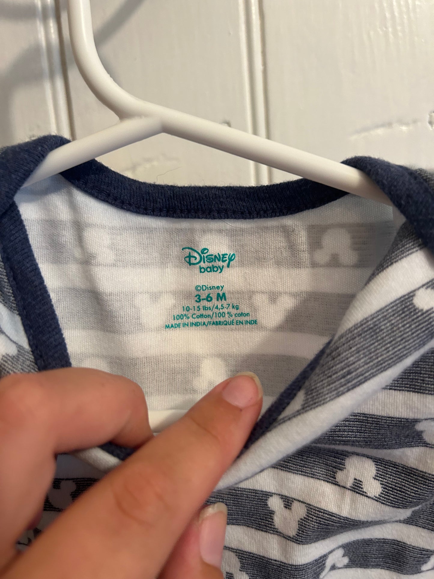 Disney 3/6m navy striped Mickey onesie