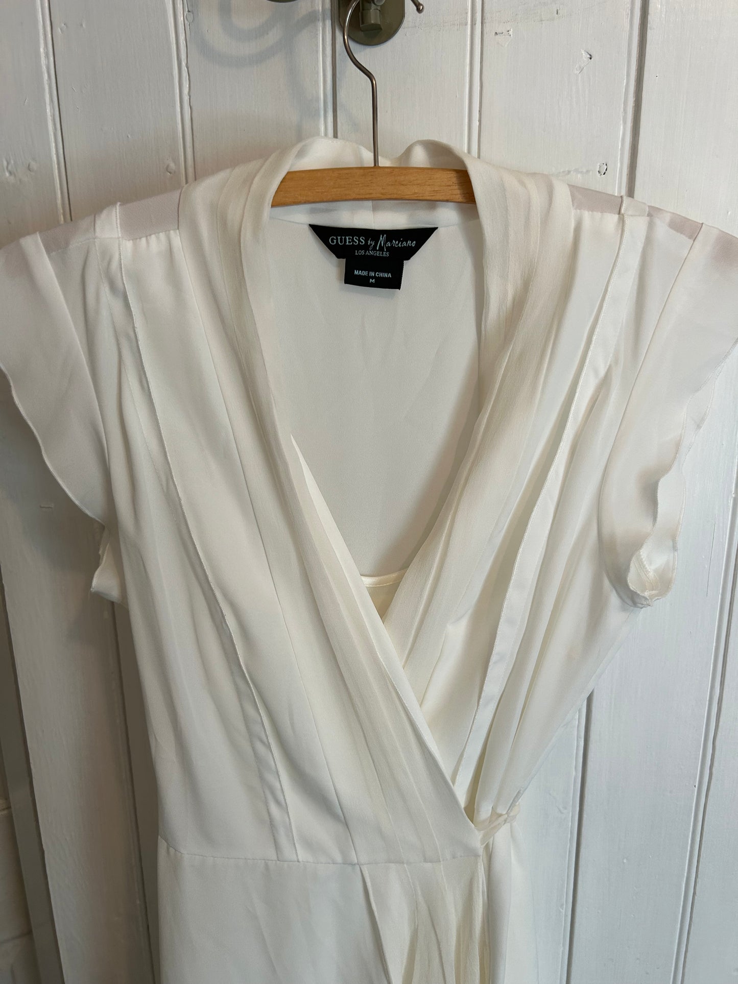 Guess by Marciano medium white sheer slip wrap dress